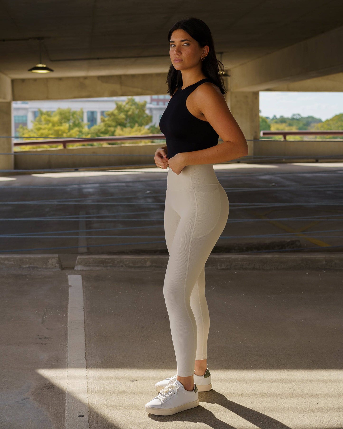 Ribbed Contour Highwaist Leggings (Ivory)