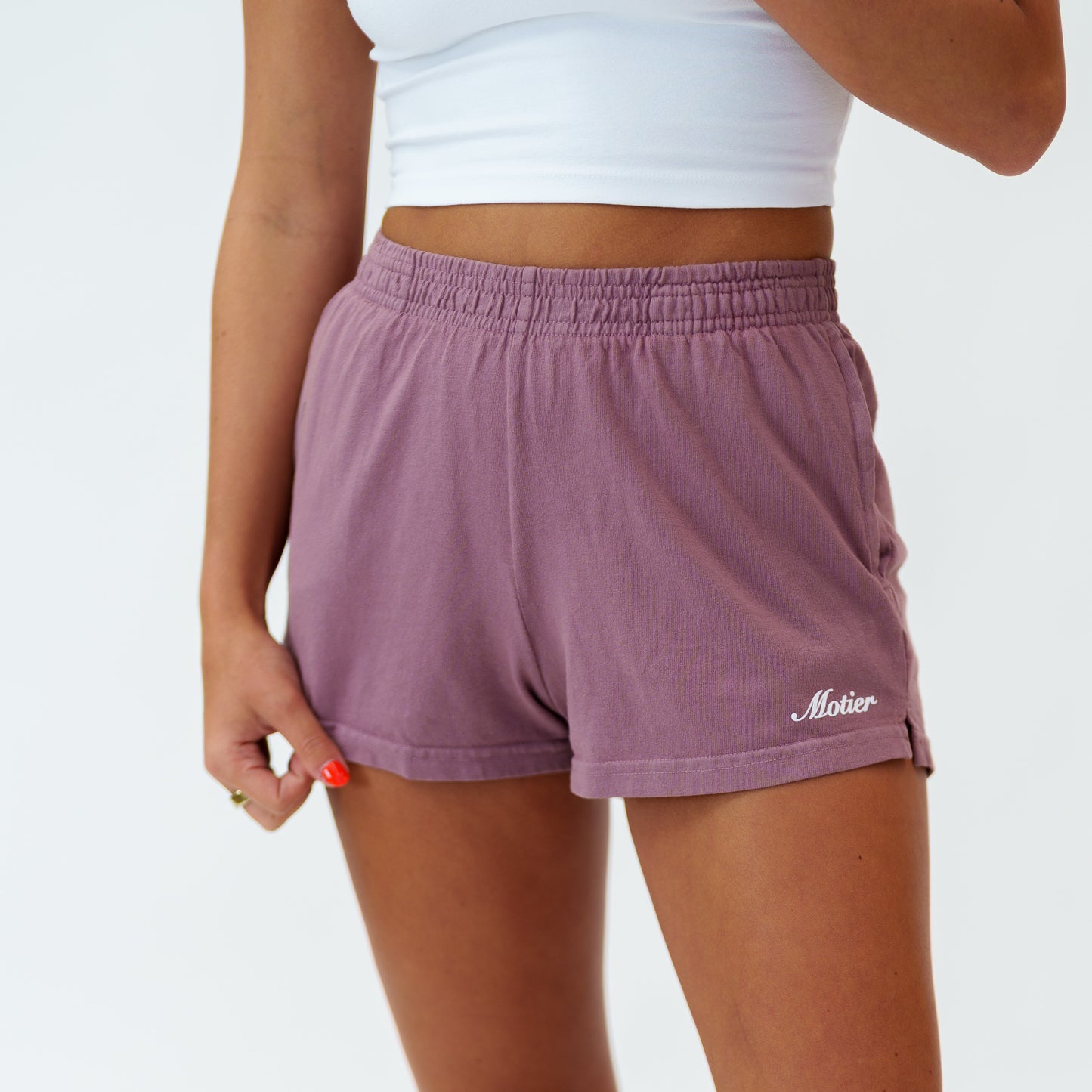 The Core Script Luxe Sweatshorts (Mauve)