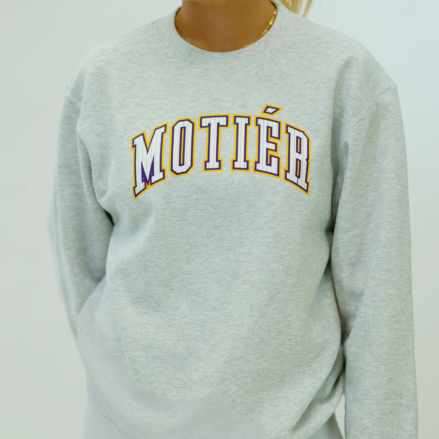 The Pinstripe University Crewneck (Silver Grey)