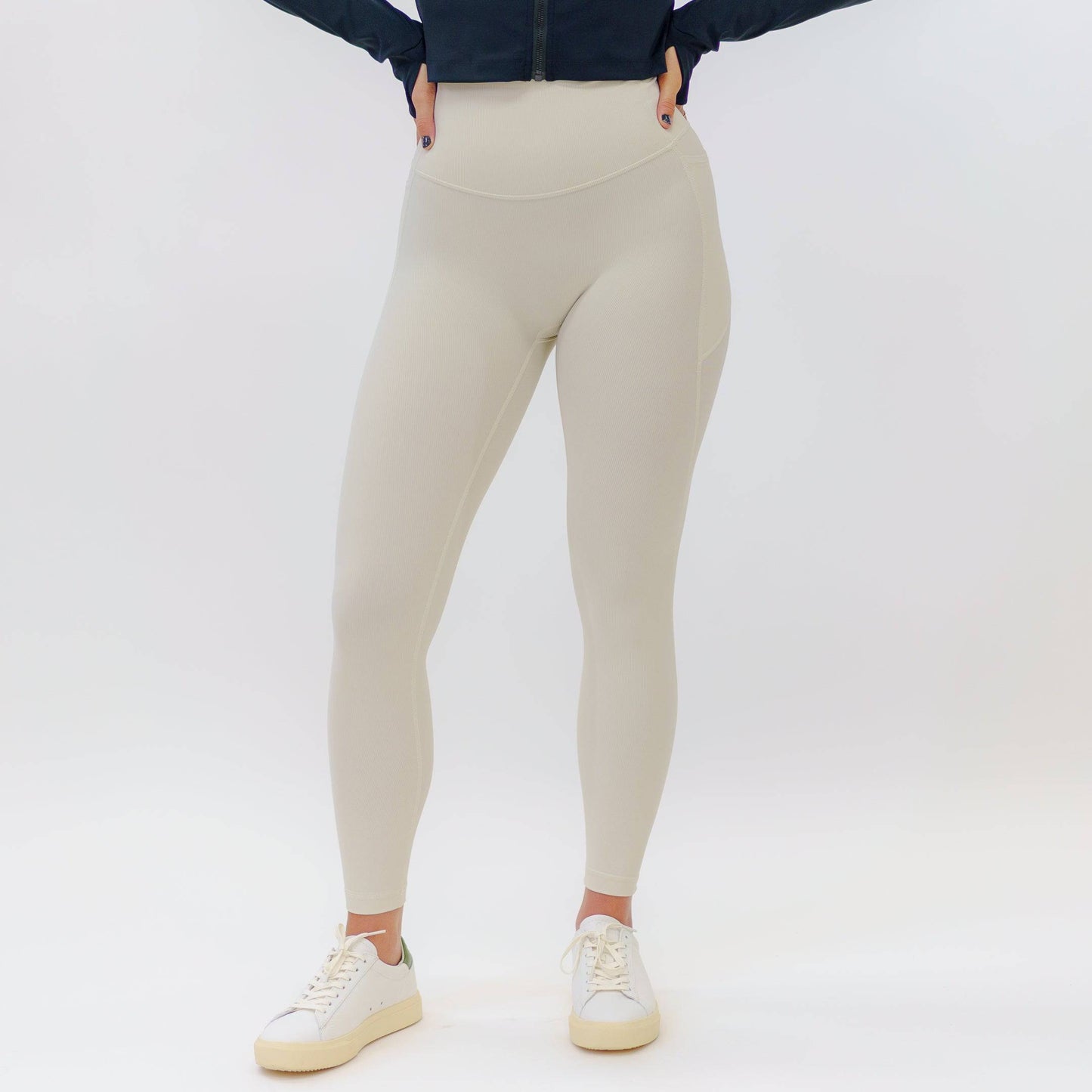 Ribbed Contour Highwaist Leggings (Ivory)