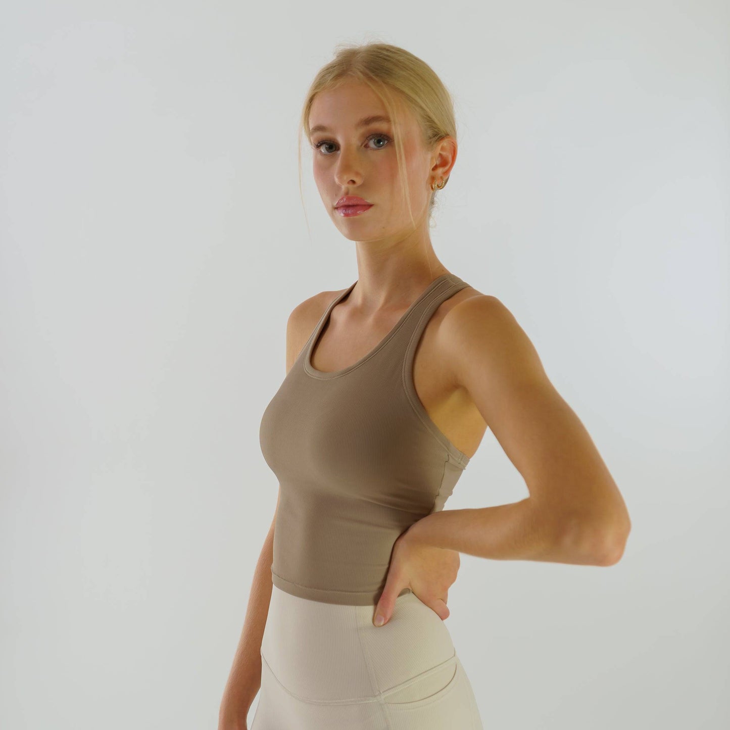 Molded Ribbed Racerback Tank (Brushed Nickel)