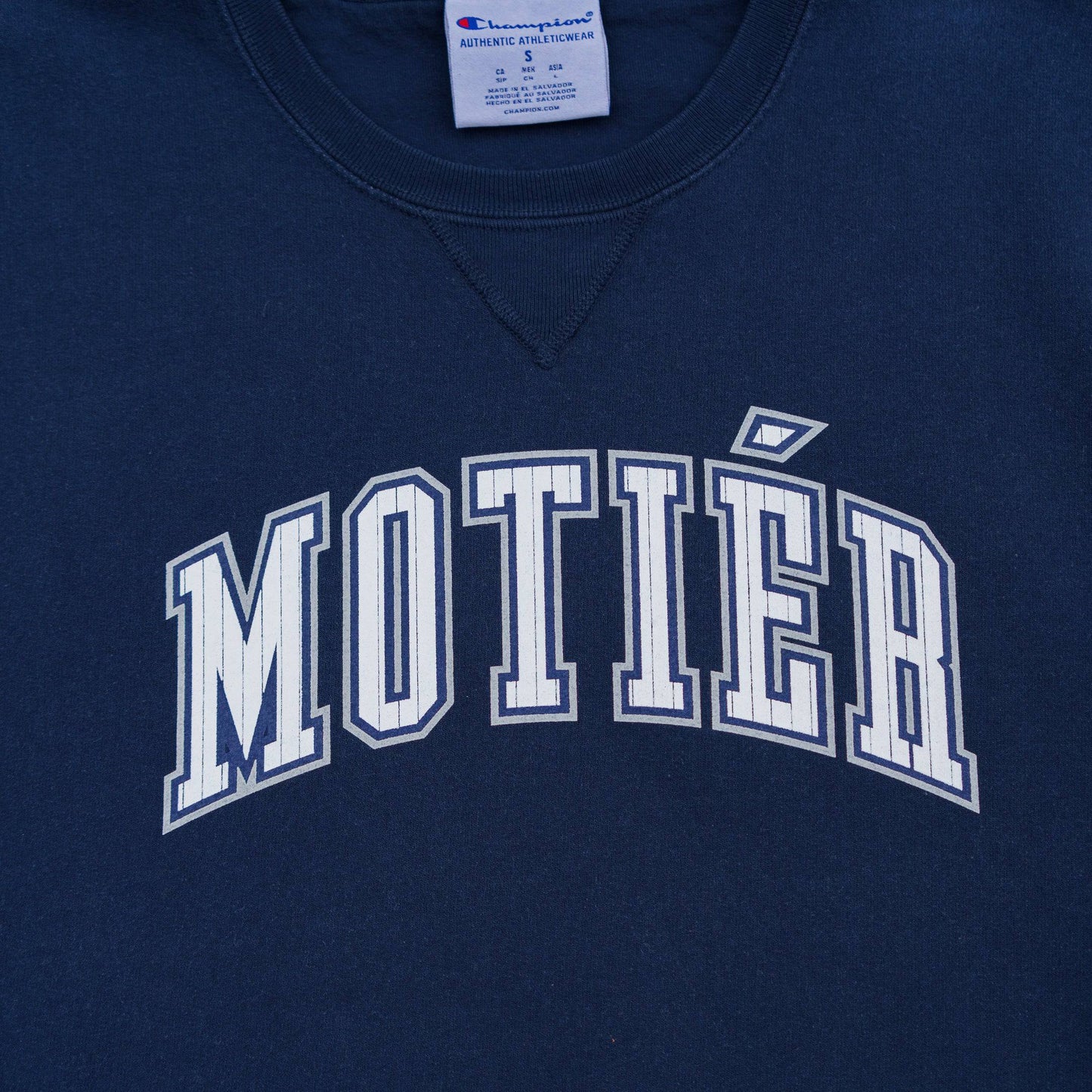 The Pinstripe University Garment Dyed Crewneck (Navy)