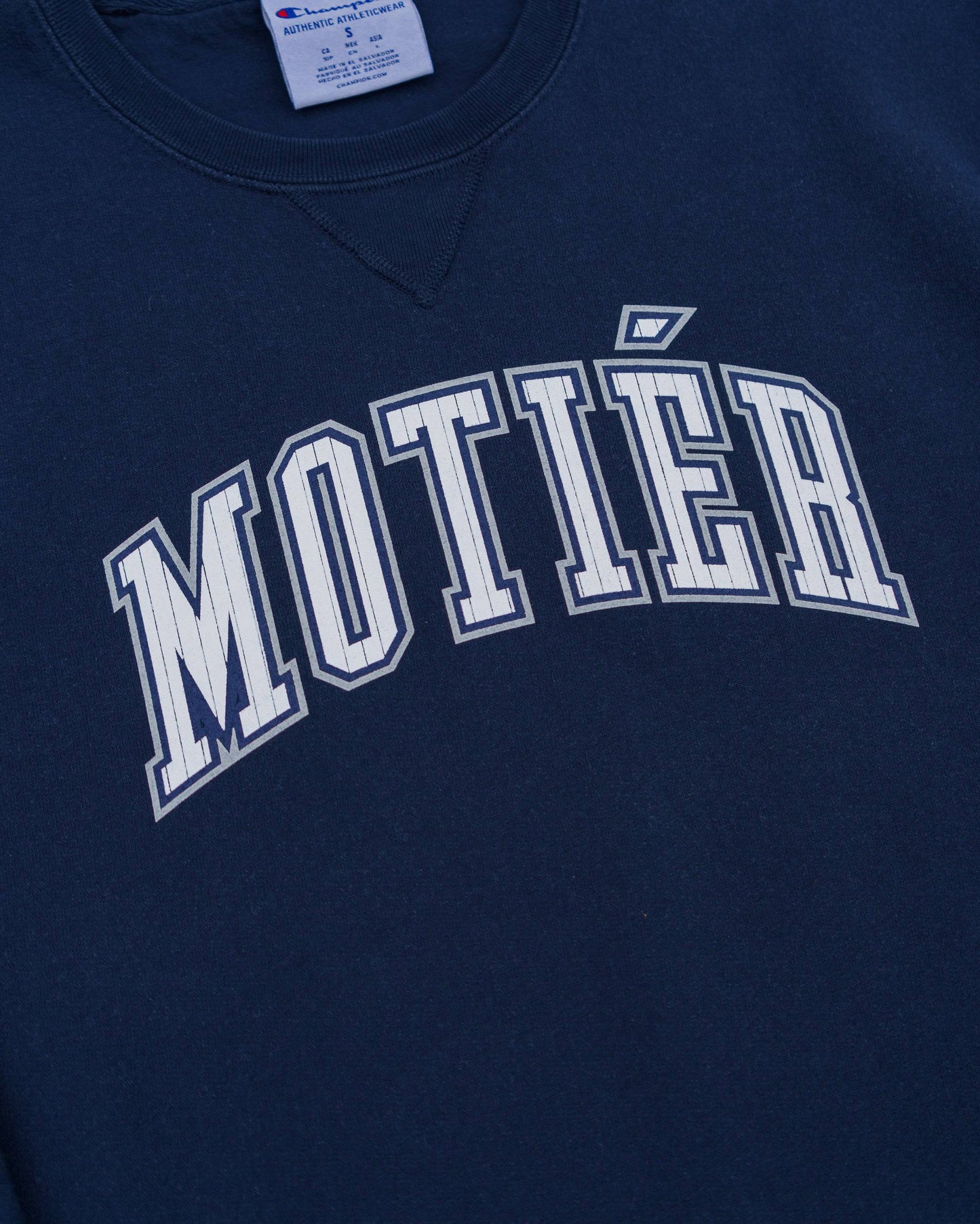 The Pinstripe University Garment Dyed Crewneck (Navy)