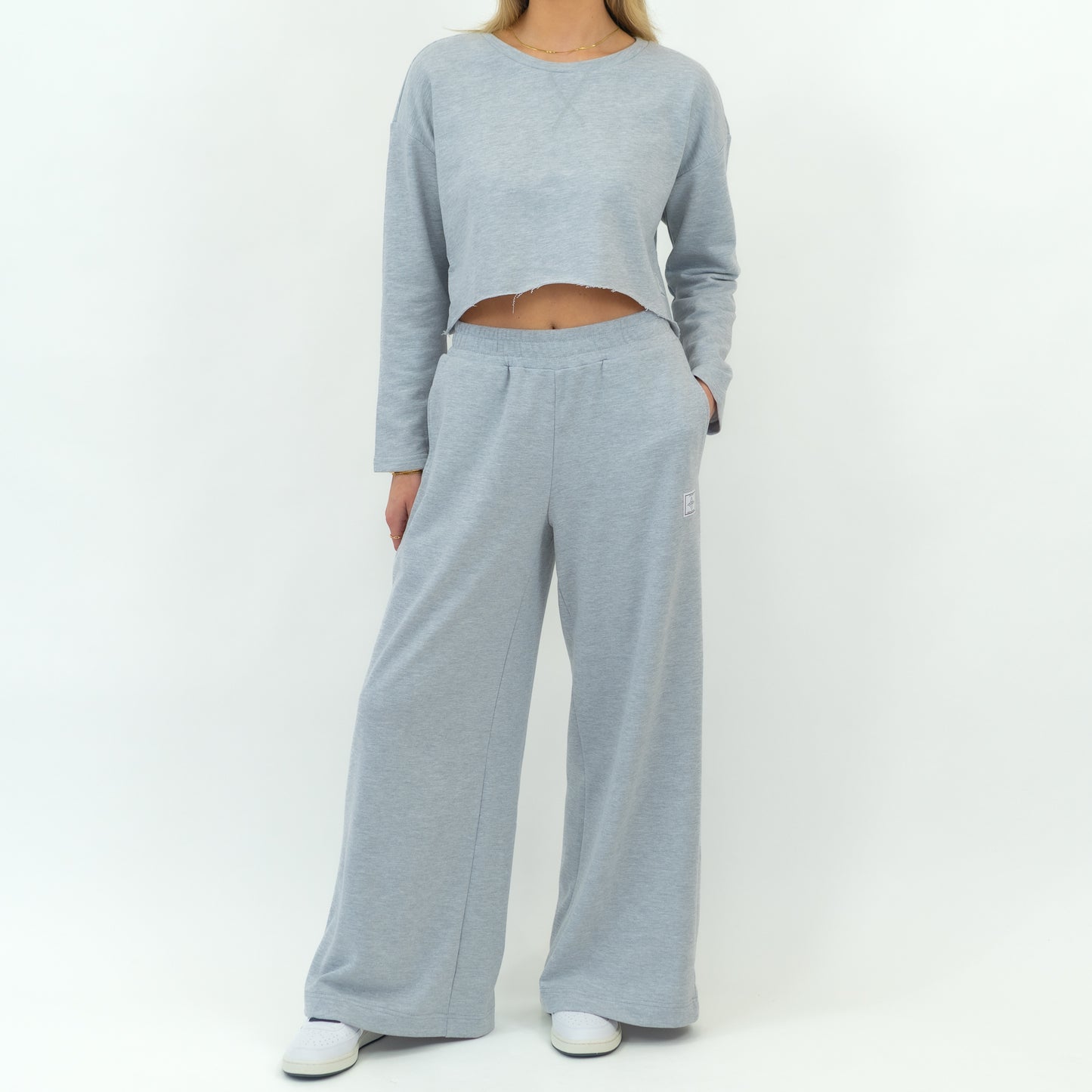Alina Raw Edge Cotton Lounge Set (Grey) - Motier Lafayette