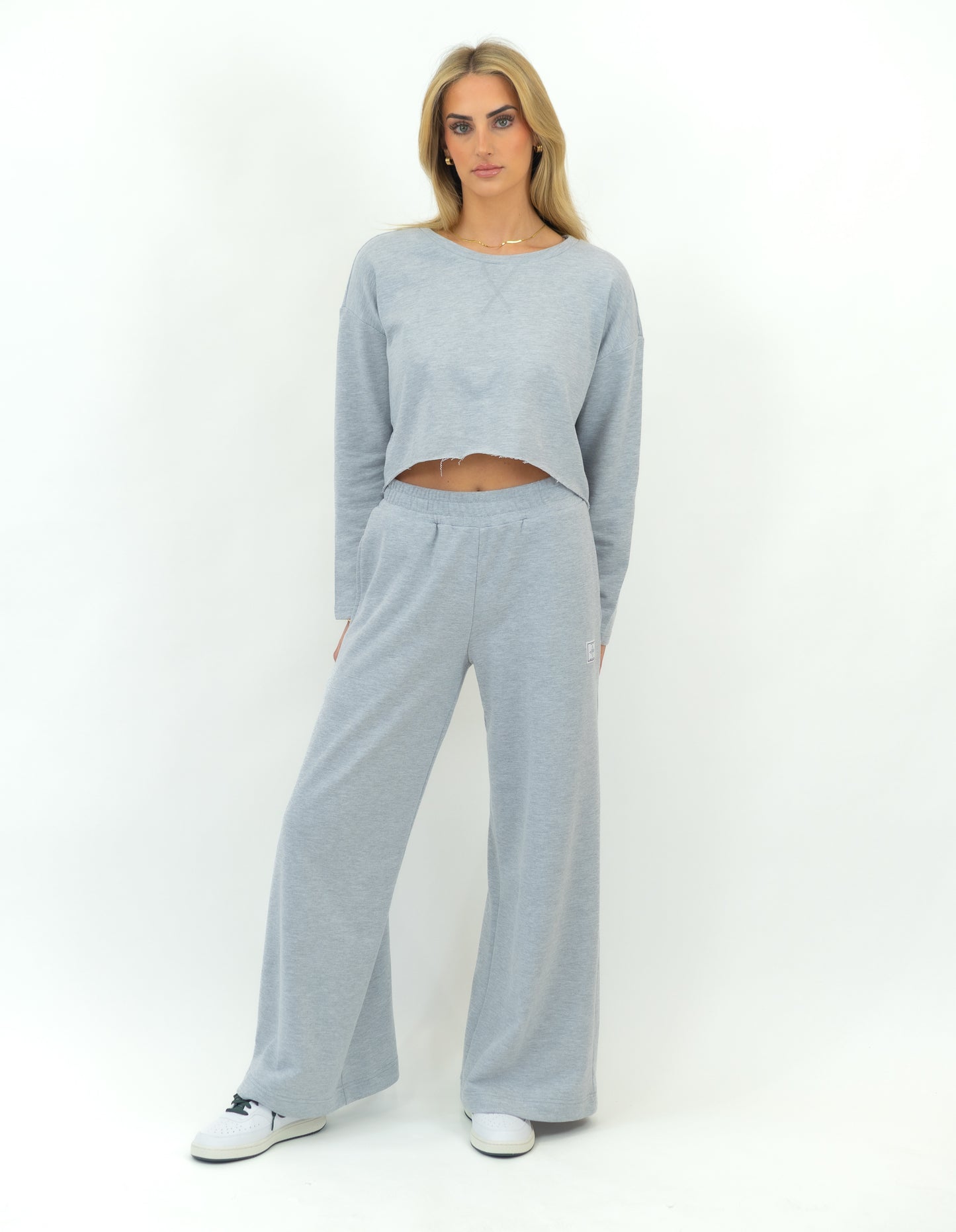 Alina Raw Edge Cotton Lounge Set (Grey) - Motier Lafayette