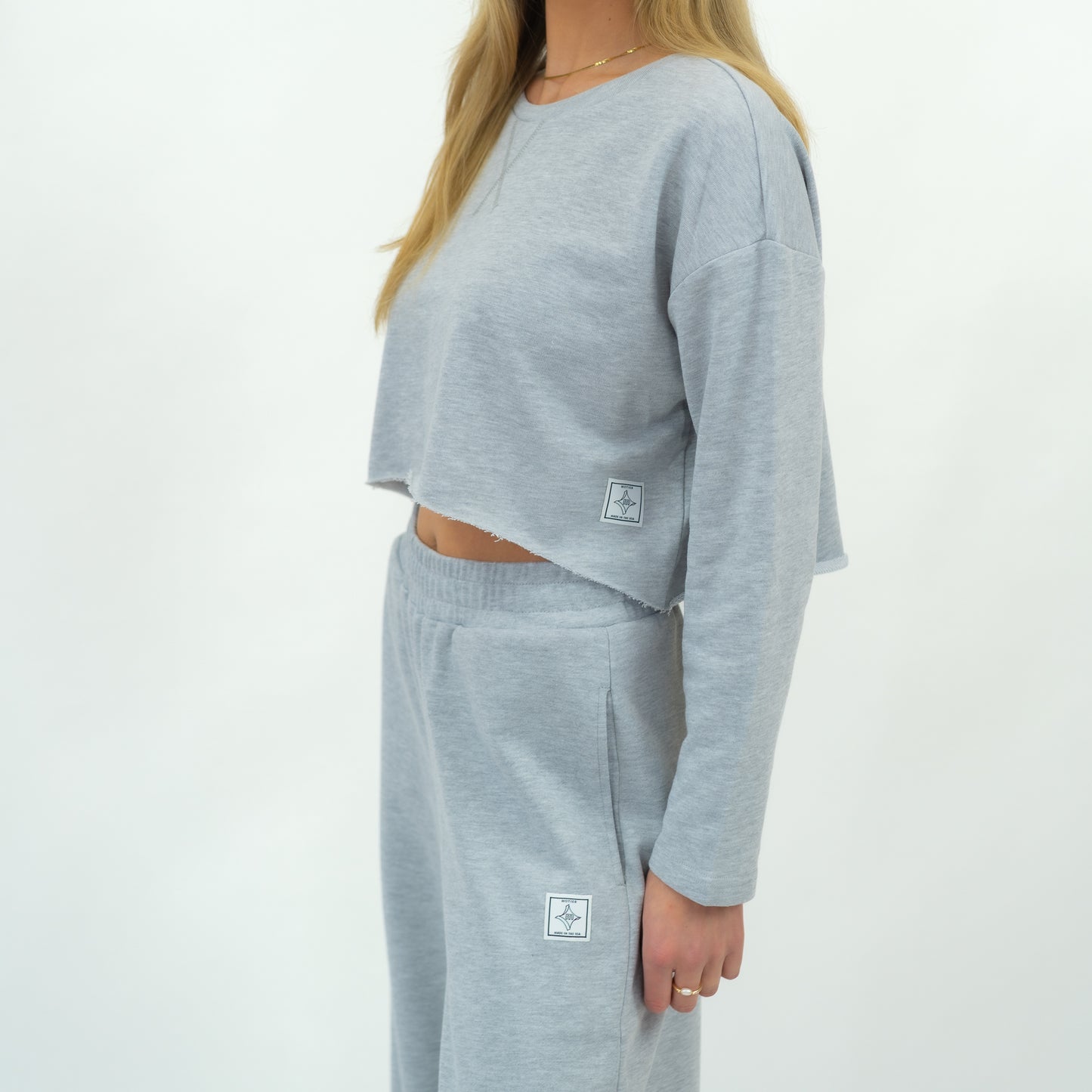 Alina Raw Edge Cotton Lounge Set (Grey) - Motier Lafayette