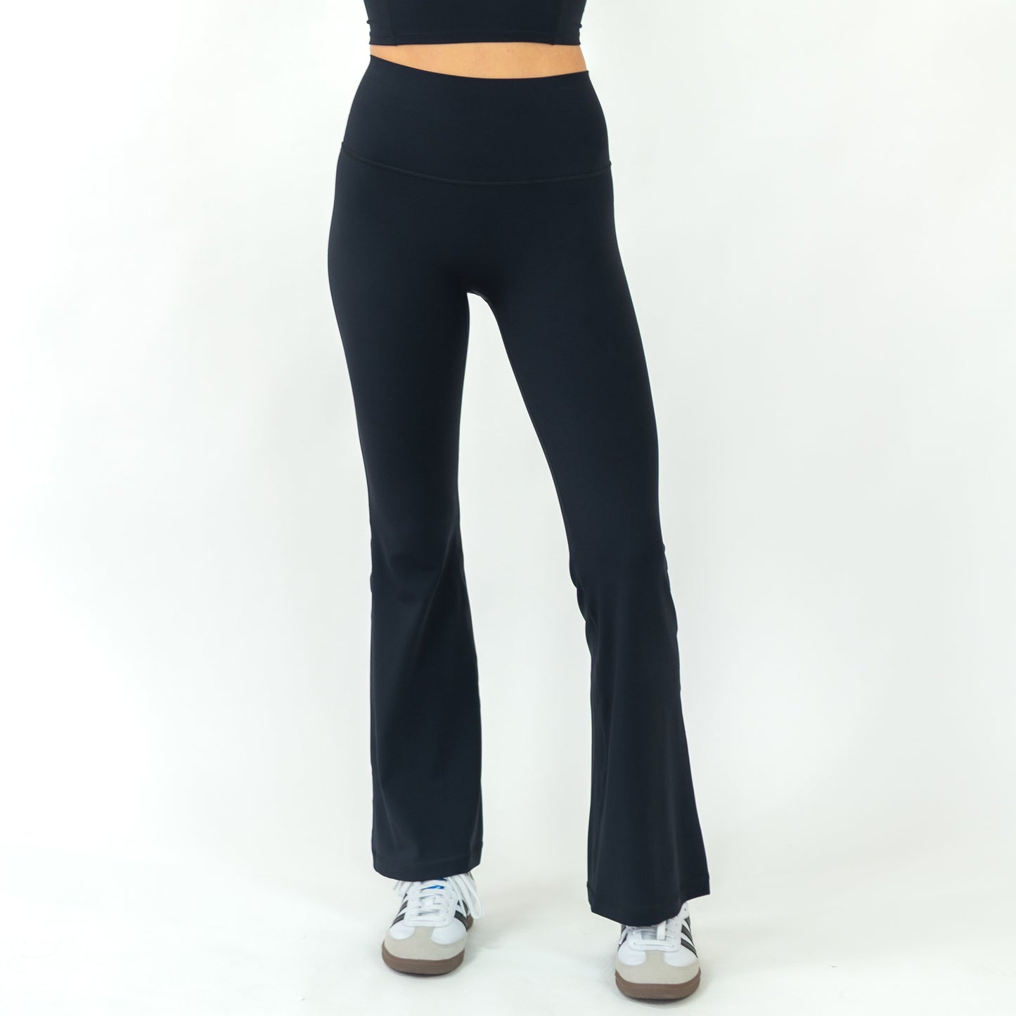 Amora High Waist Sculpting Flare Yoga Pants (Black) - Motier Lafayette