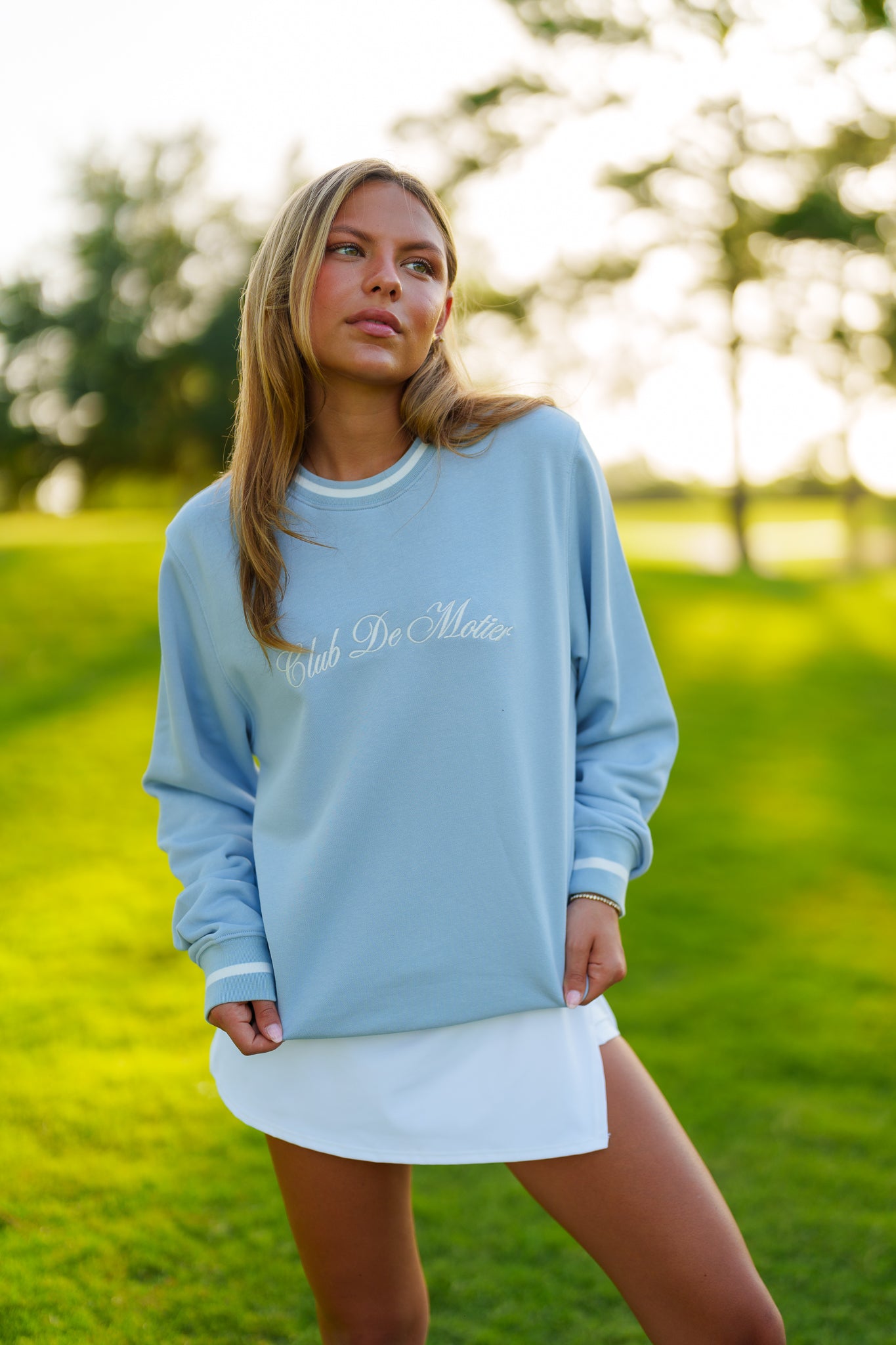 The Club De Motier Knit Crewneck (Skyway) - Motier Lafayette