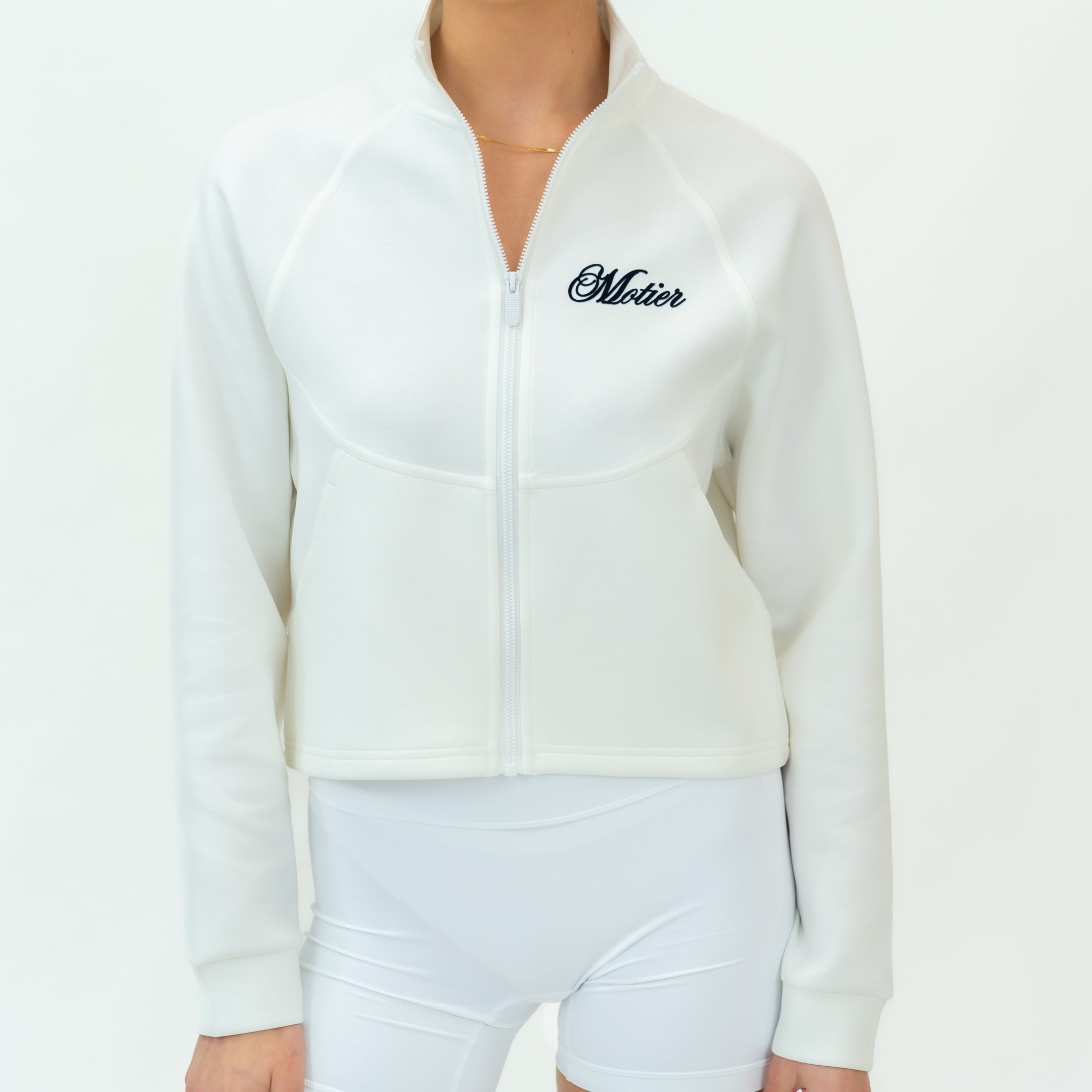 Grand Script Aircotton Full-Zip Jacket (White) - Motier Lafayette