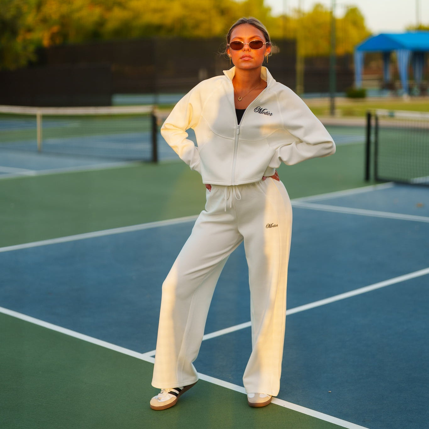 Grand Script Aircotton Highwaist Active Pant (White) - Motier Lafayette