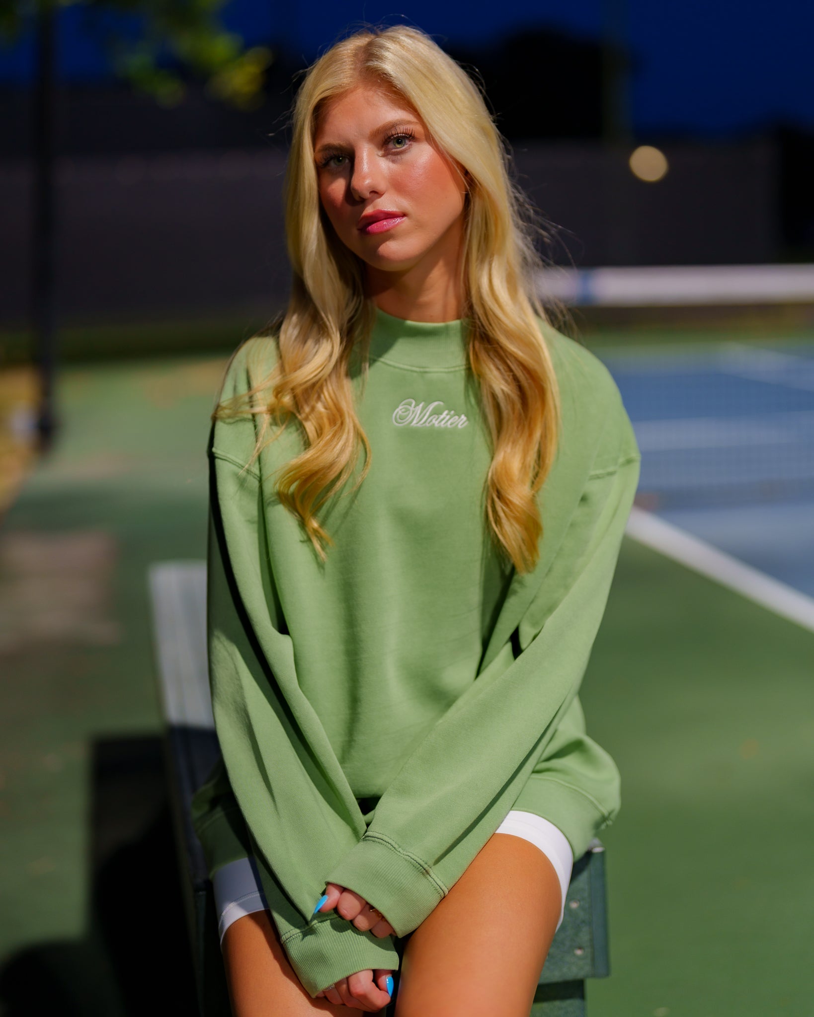 The Grand Script Mock Crewneck (Mint) - Motier Lafayette