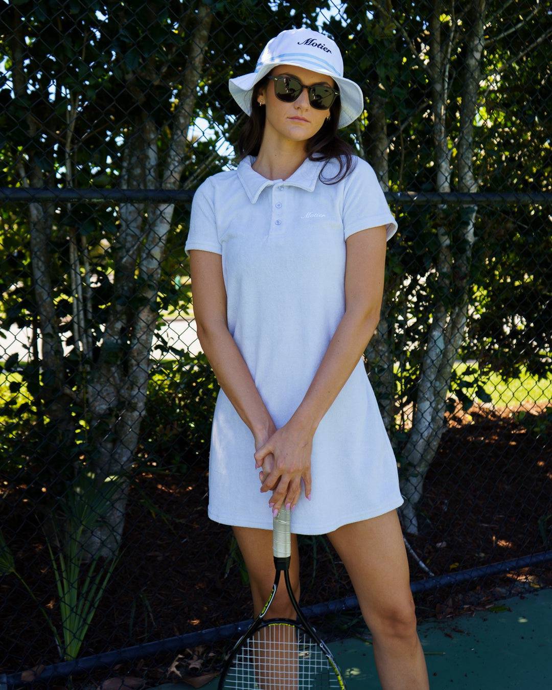 Script Terry Collared Mini Dress (Mist)