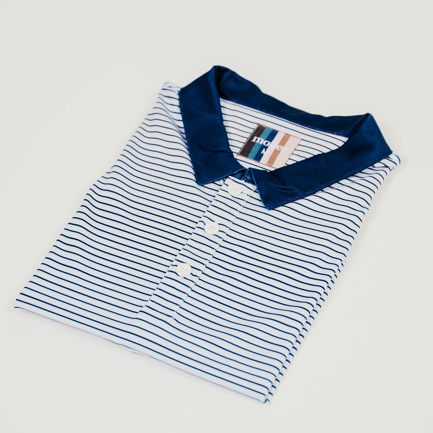 The Motier Fine Stripe Polo (Navy/Lt. Blue/Blush)