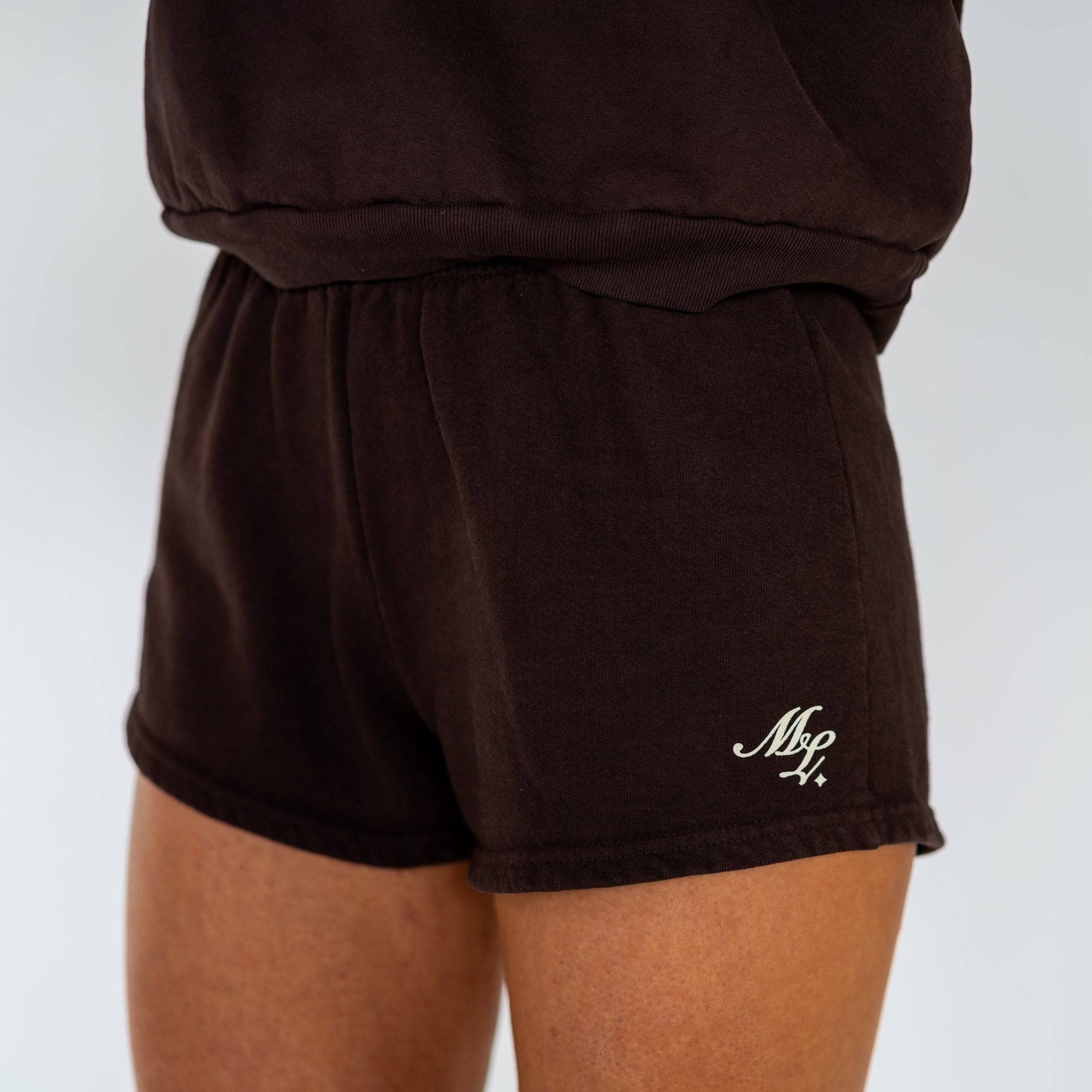 Motier Women ML Script Luxe Sweatshorts (Brown)