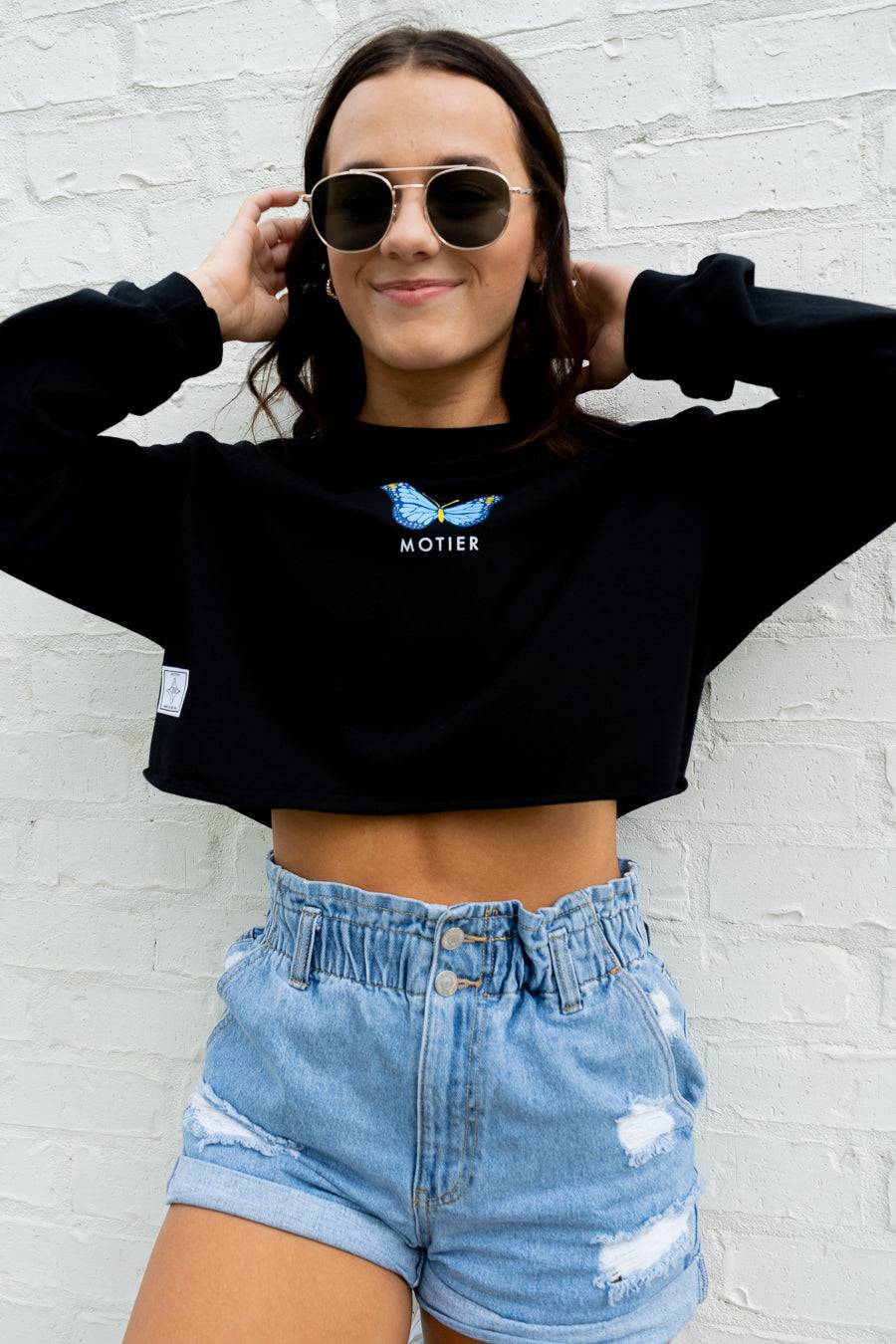 Butterfly Crop L/S (Black)