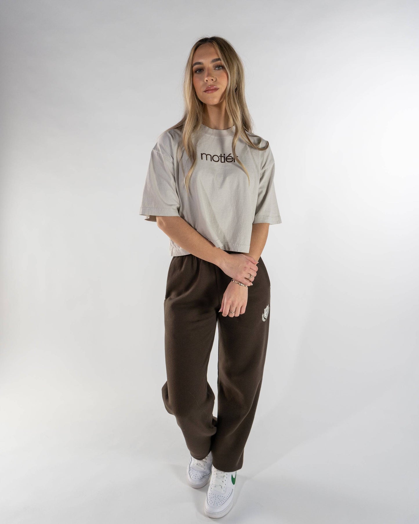 Classic Logo Luxe Crop (White Sand)