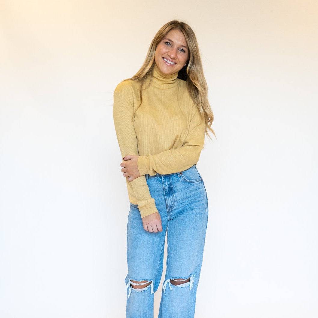 Drop Shoulder Turtleneck (Yellow)