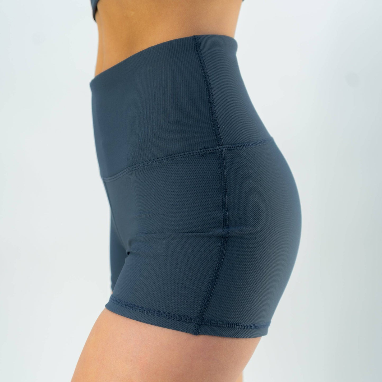 Motier Women Ribbed Biker Shorts (Midnight Blue)