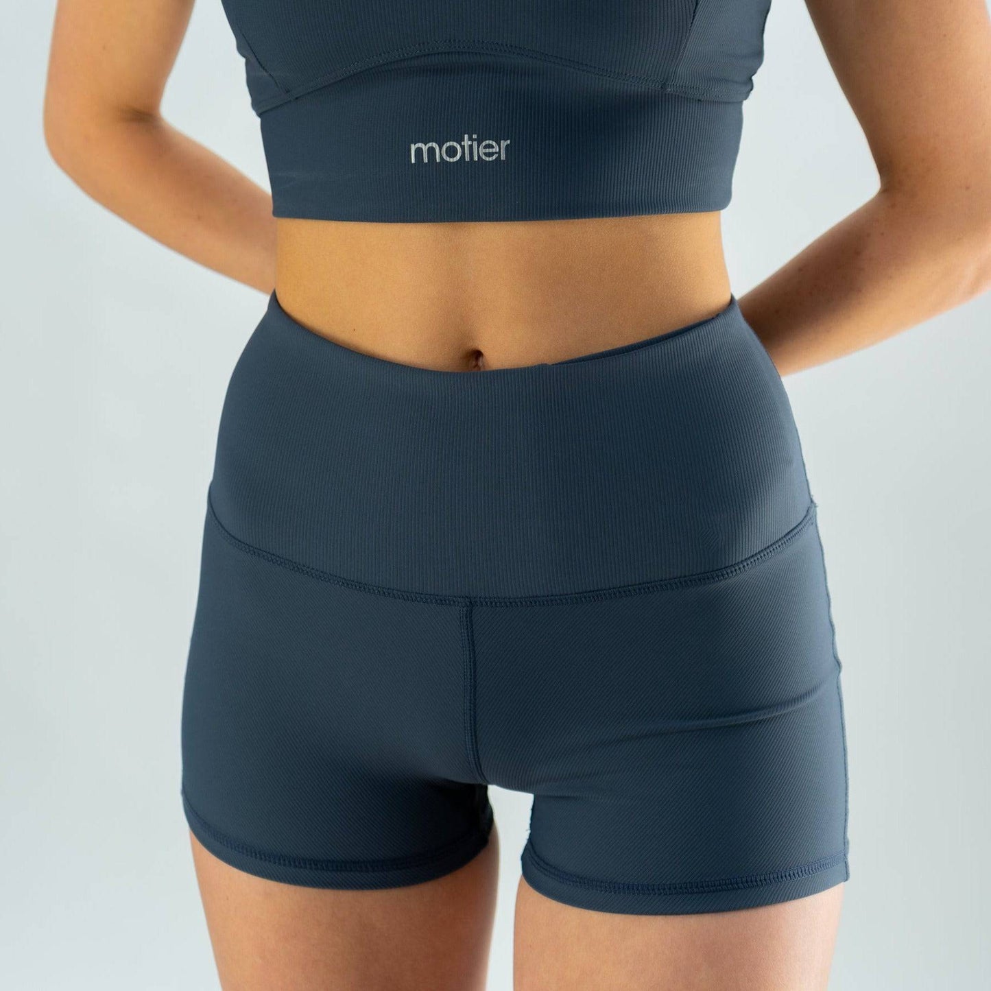 Motier Women Ribbed Biker Shorts (Midnight Blue)