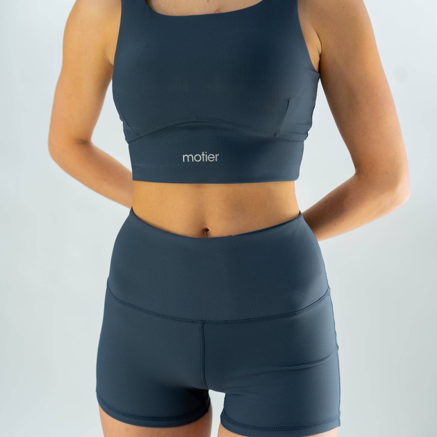 Motier Women Ribbed Biker Shorts (Midnight Blue)