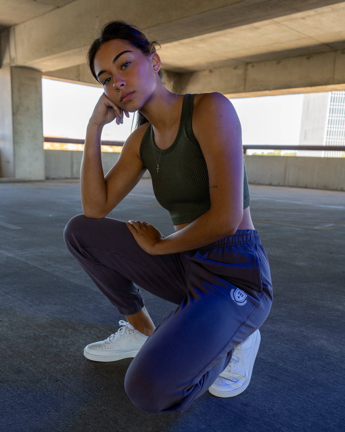 Ribbed Over-Dyed Tank (Olive)