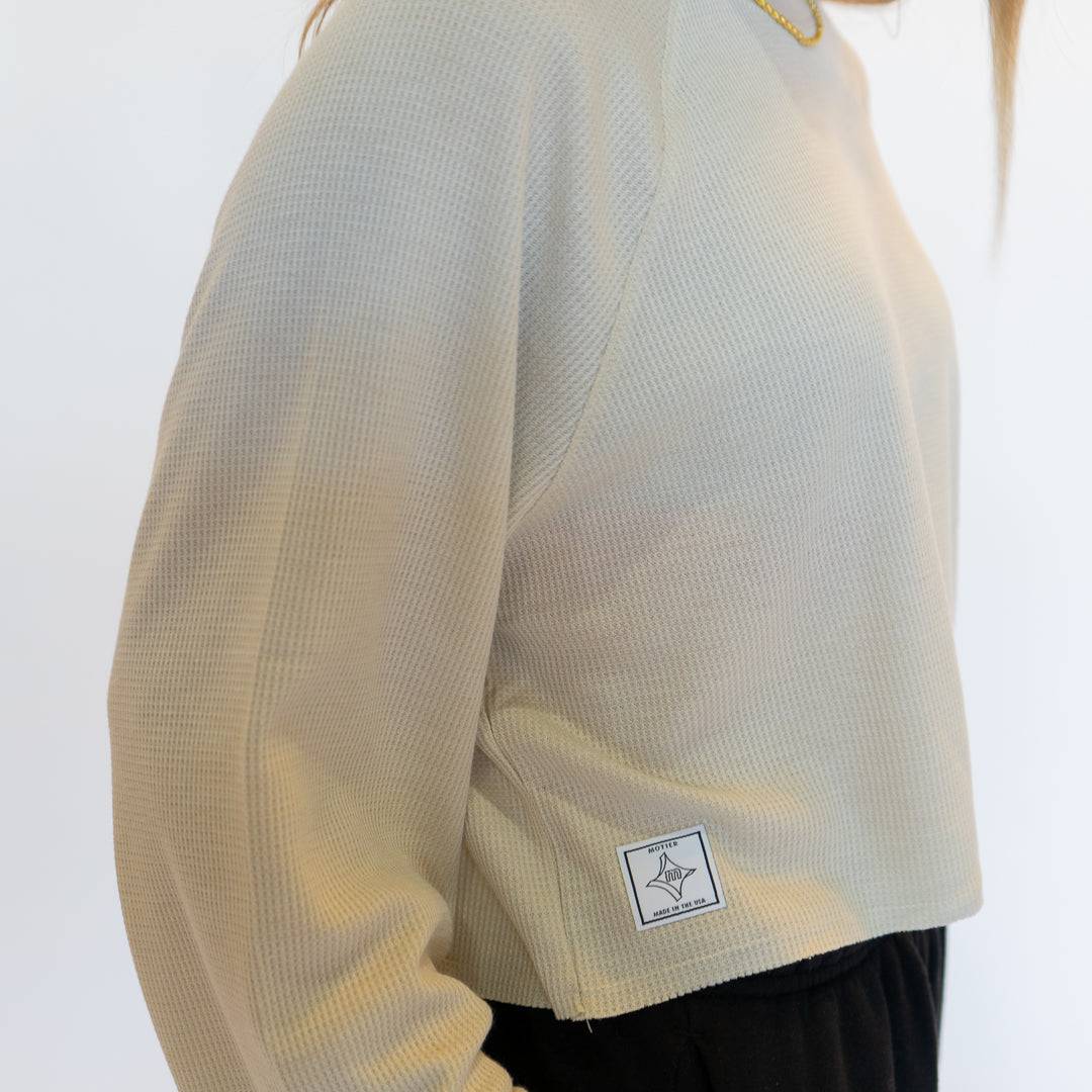 Ribbed L/S Crop Pullover (Biege)