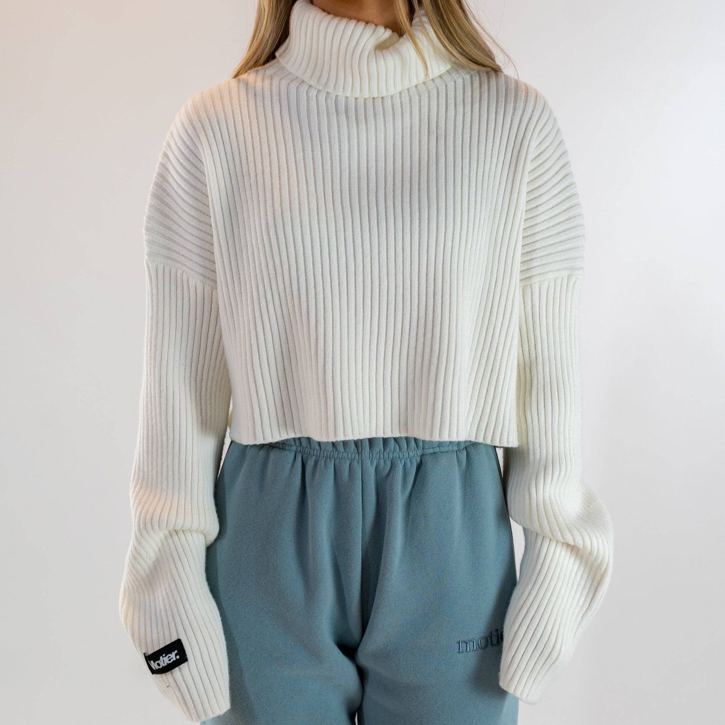 Ribbed Turtleneck Sweater (Ivory)