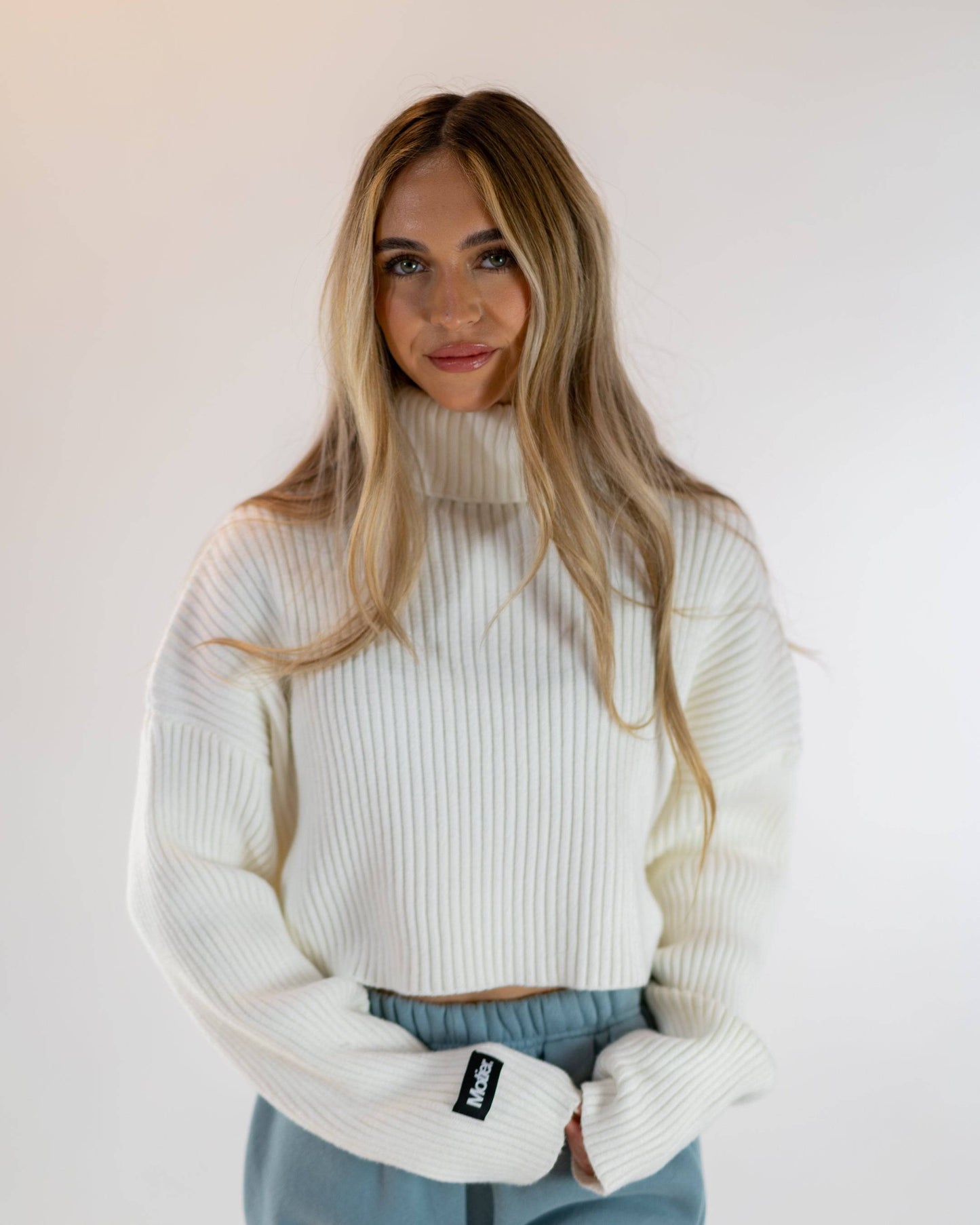 Ribbed Turtleneck Sweater (Ivory)