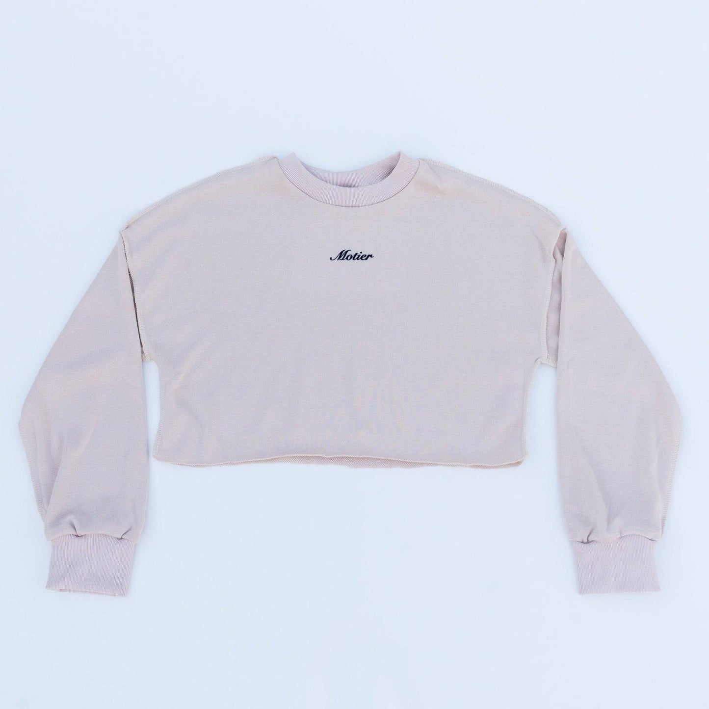 Script Cropped Crewneck (Beige)