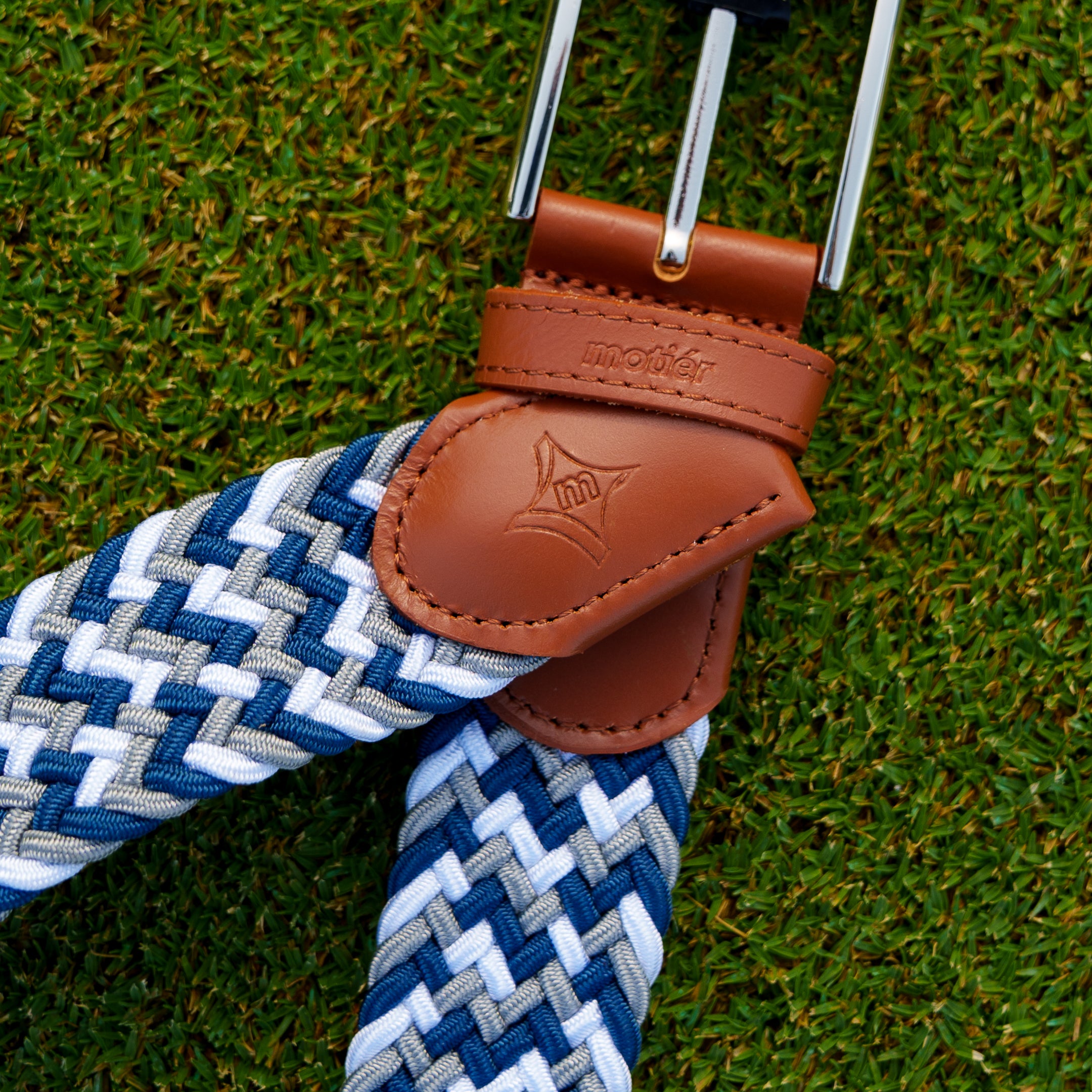 Motier Woven Golf Belt (Navy/Grey/White)