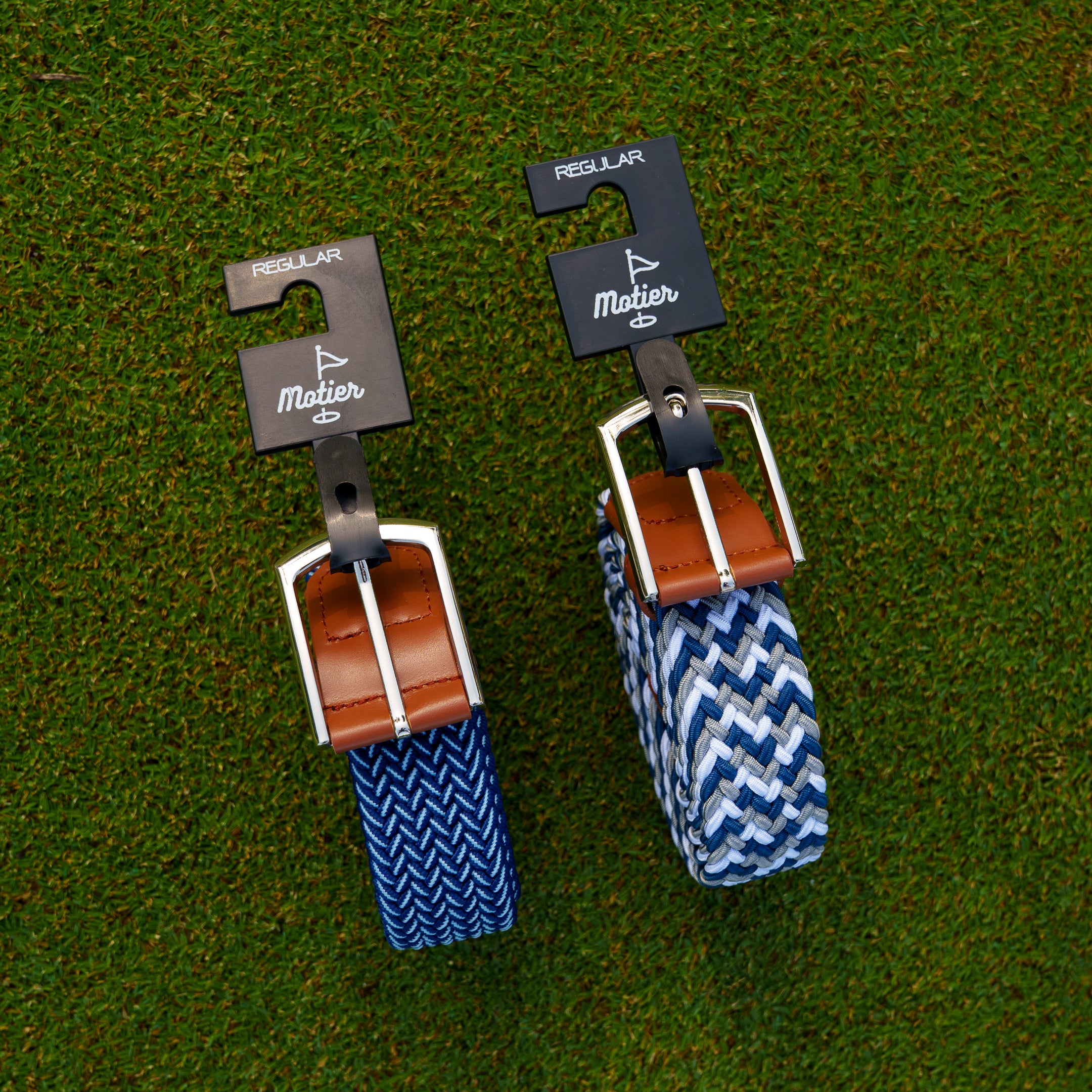 Motier Woven Golf Belt (Navy/Grey/White)