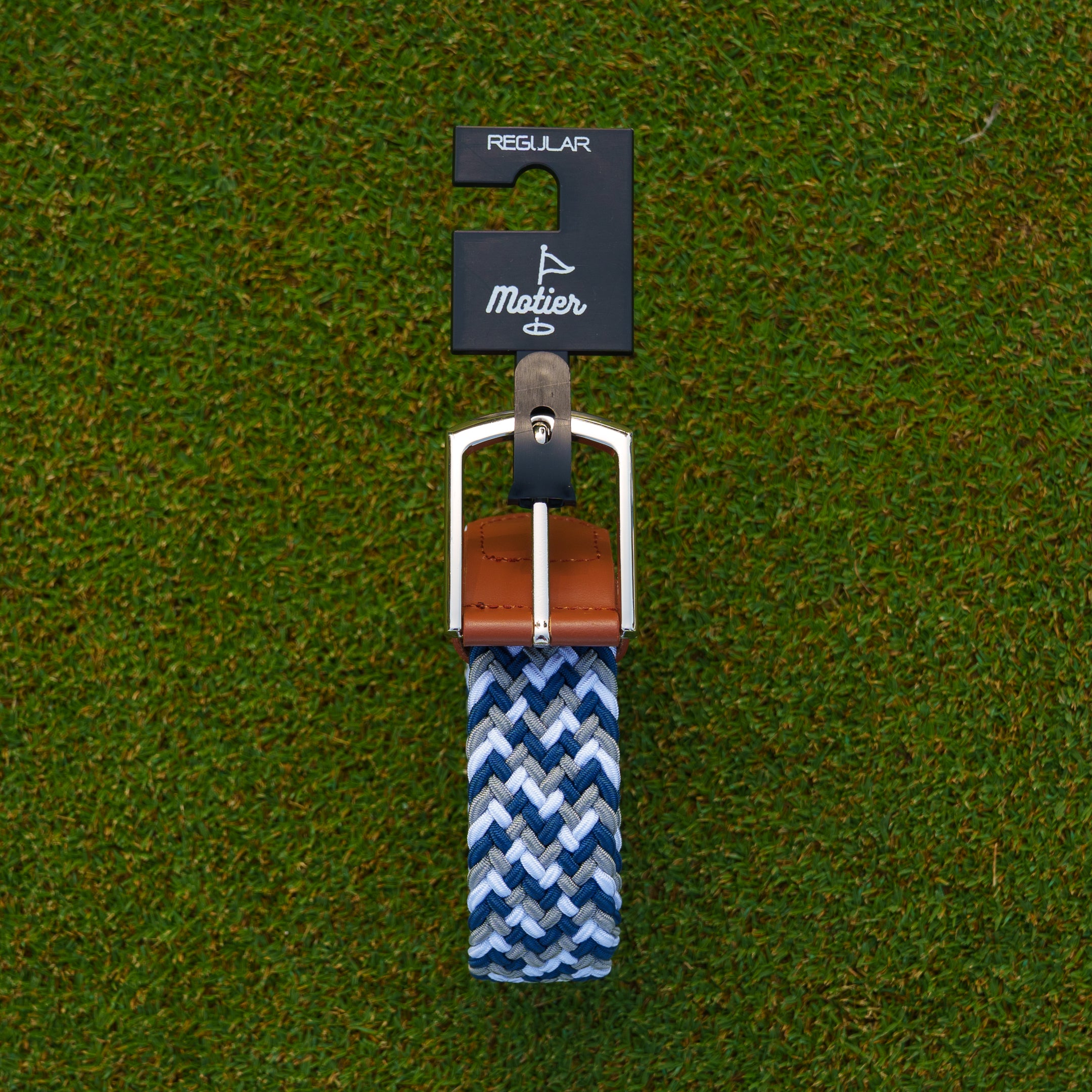 Motier Woven Golf Belt (Navy/Grey/White)
