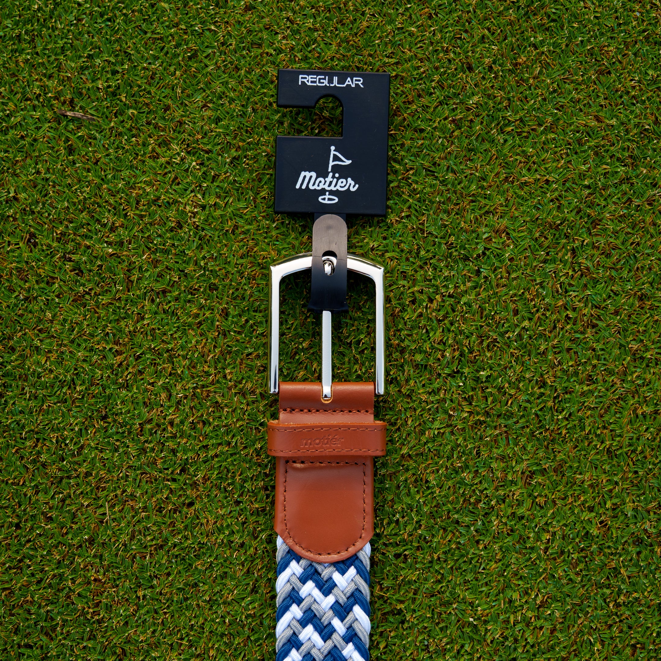 Motier Woven Golf Belt (Navy/Grey/White)
