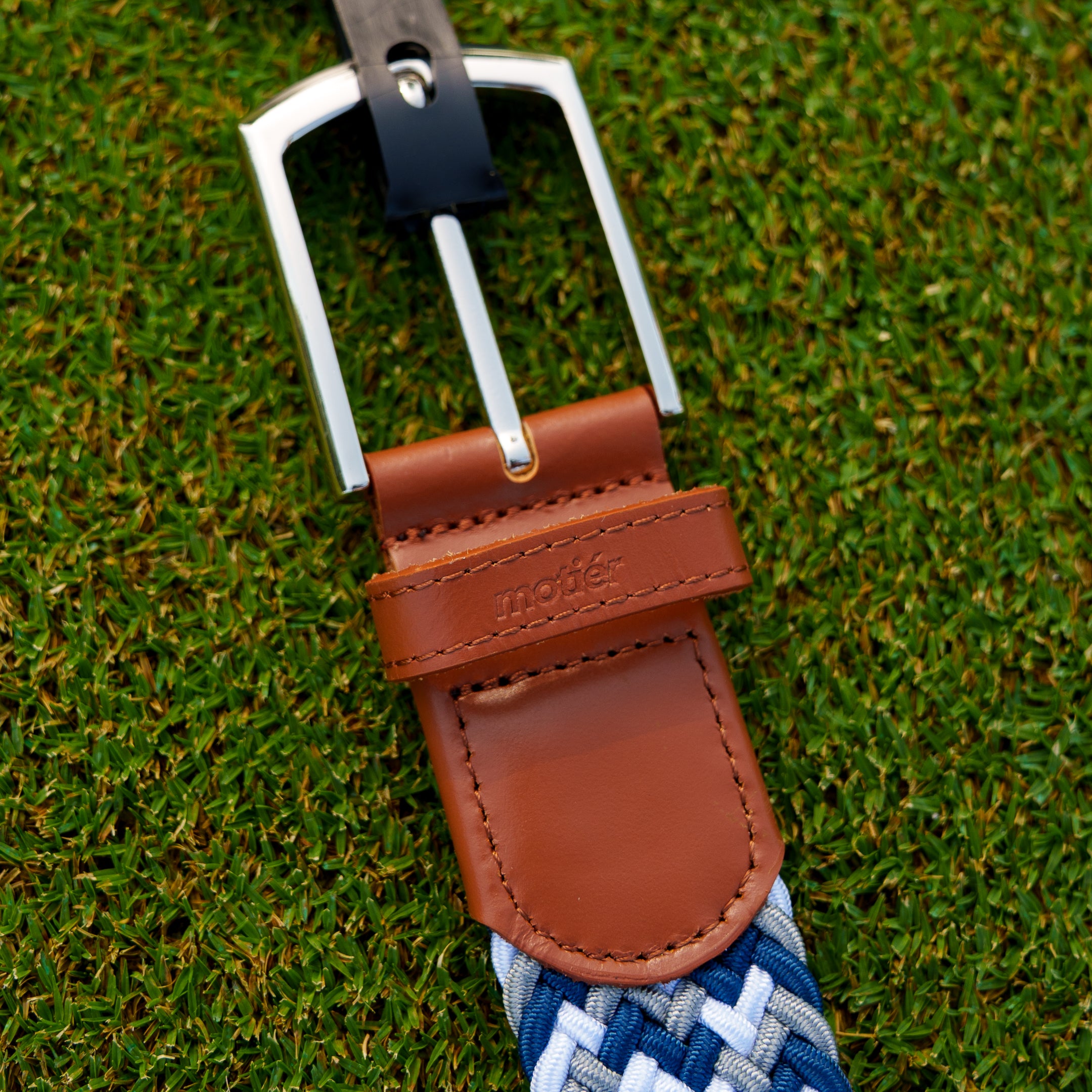 Motier Woven Golf Belt (Navy/Grey/White)