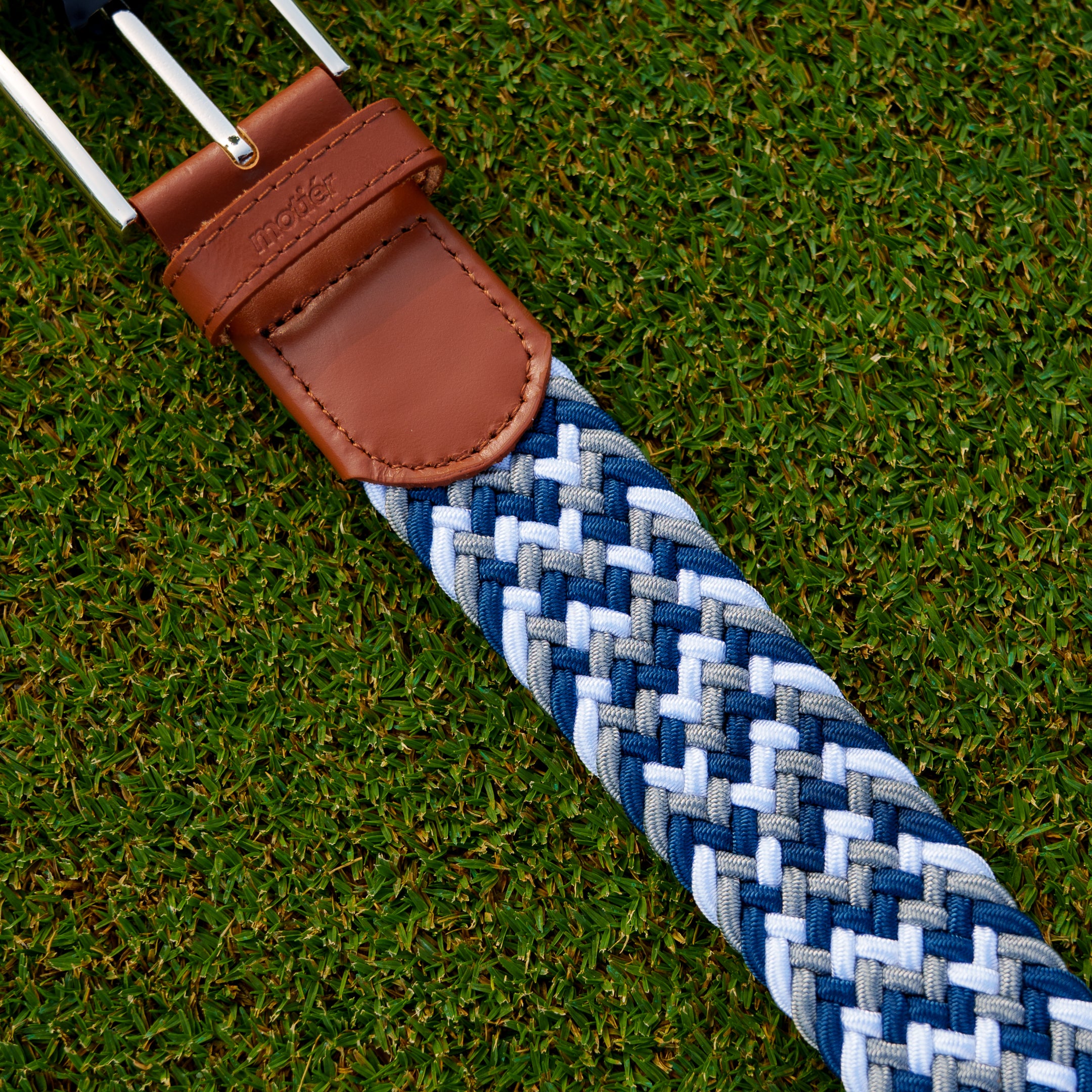 Motier Woven Golf Belt (Navy/Grey/White)