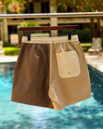 The Colorblock Boardshorts (Espresso) - Motier Lafayette 