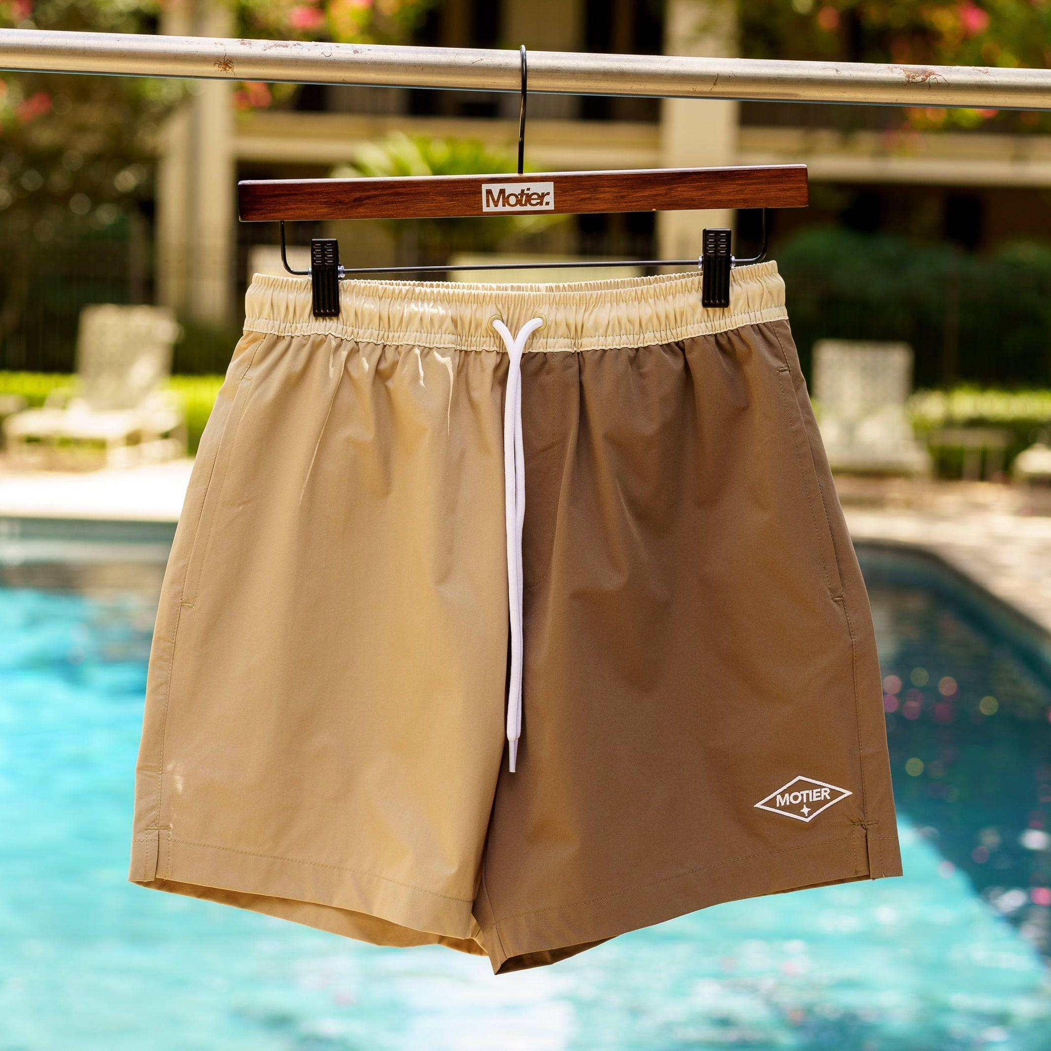 The Colorblock Boardshorts (Espresso) - Motier Lafayette 