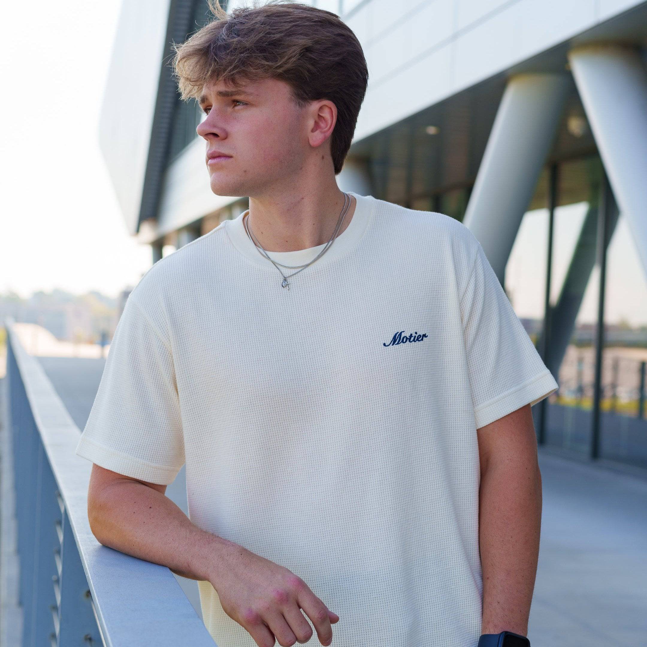The Sterling Waffle Tee (Cream) - Motier Lafayette 