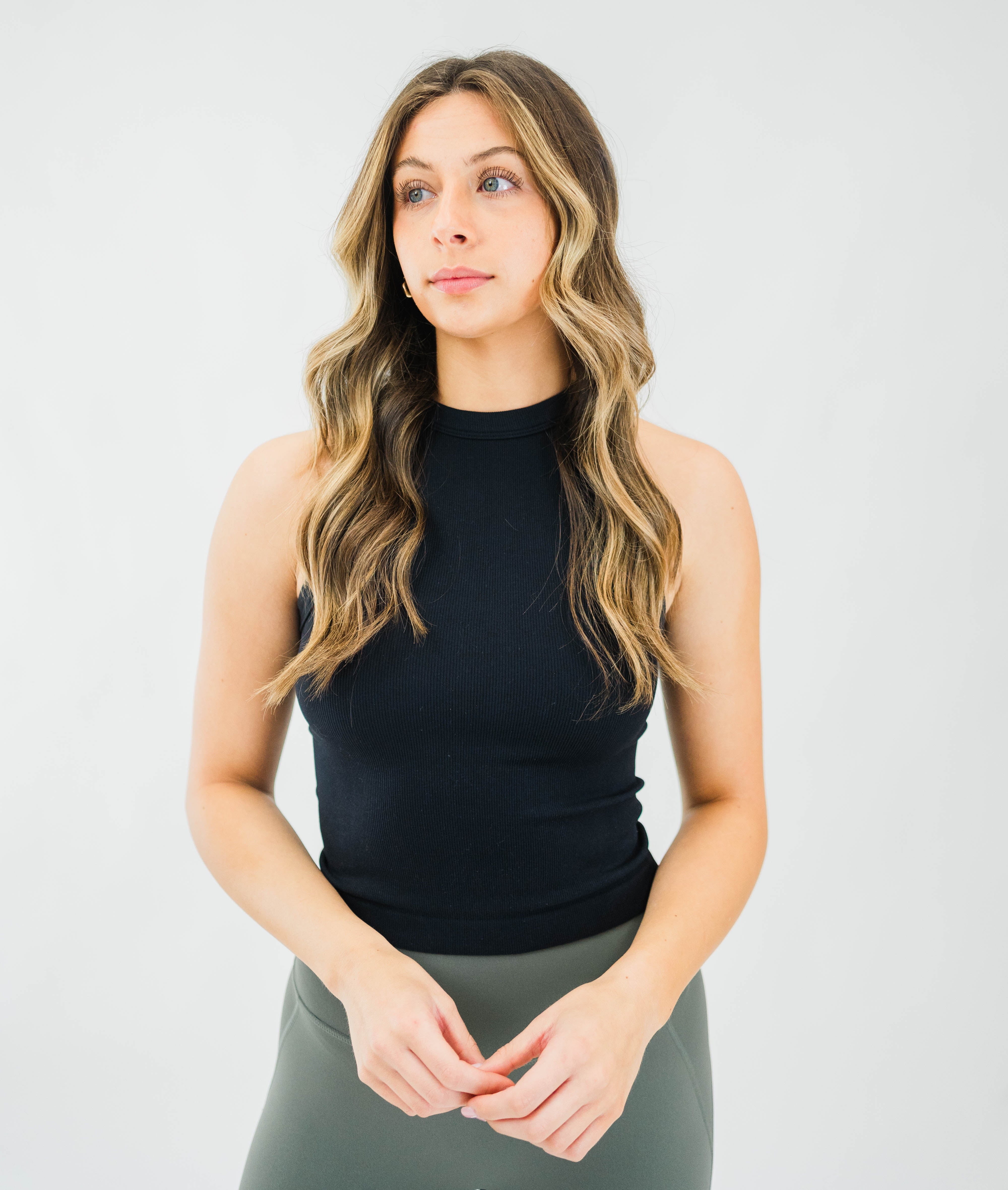 Women's Ribbed Active Tank (Black) - Motier Lafayette 