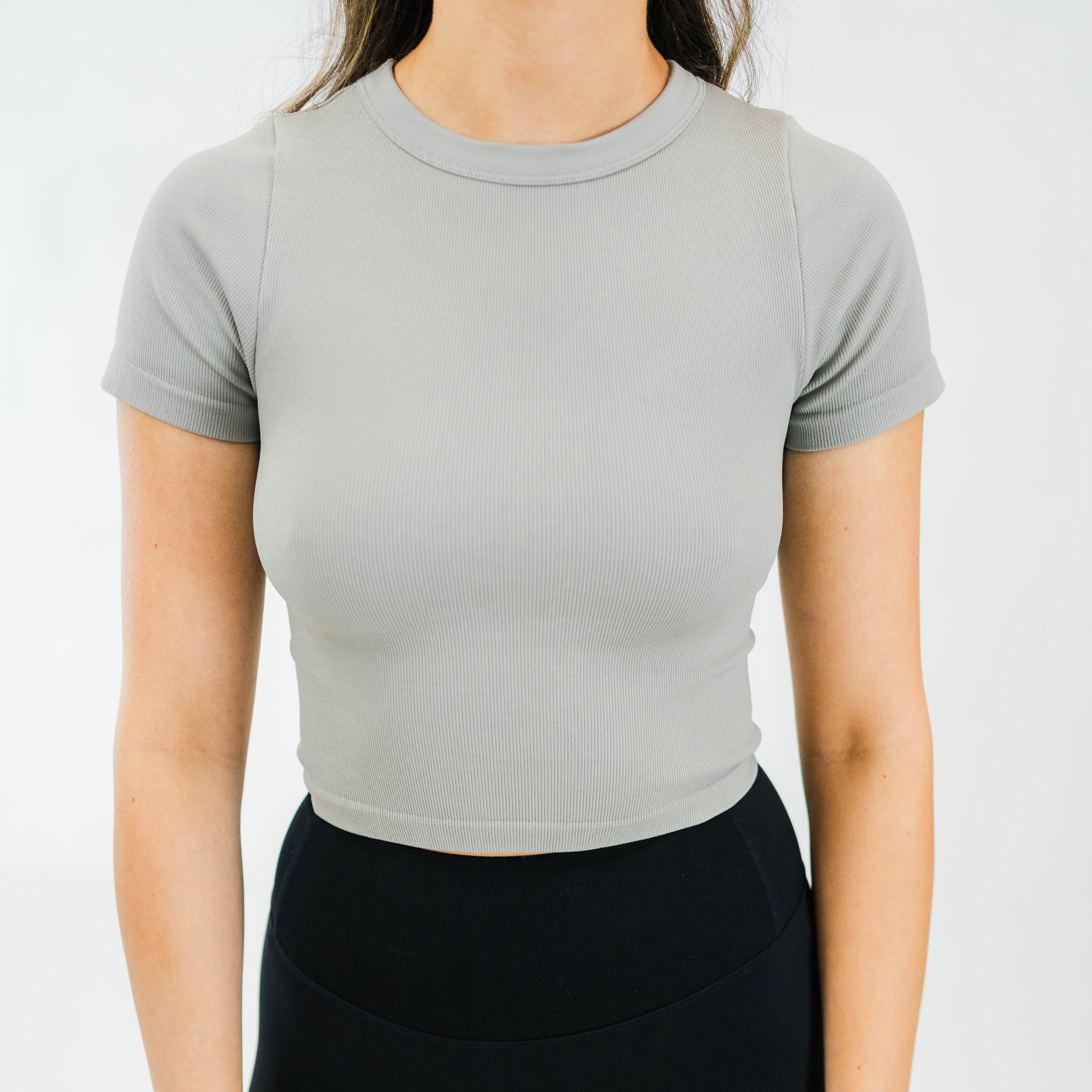 Women's Micro-Ribbed S/S Top (Cloud) - Motier Lafayette 