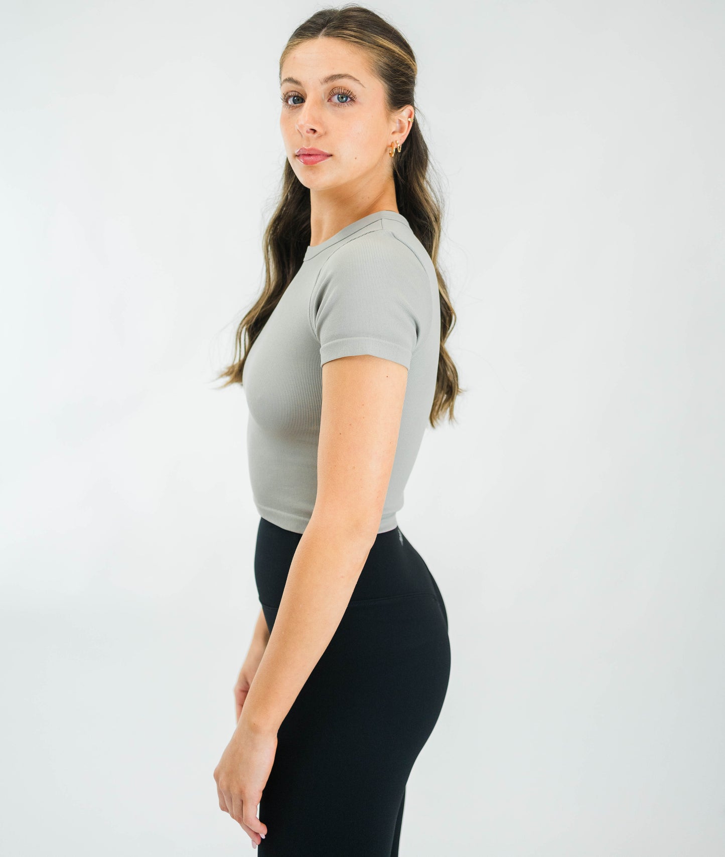Women's Micro-Ribbed S/S Top (Cloud) - Motier Lafayette 