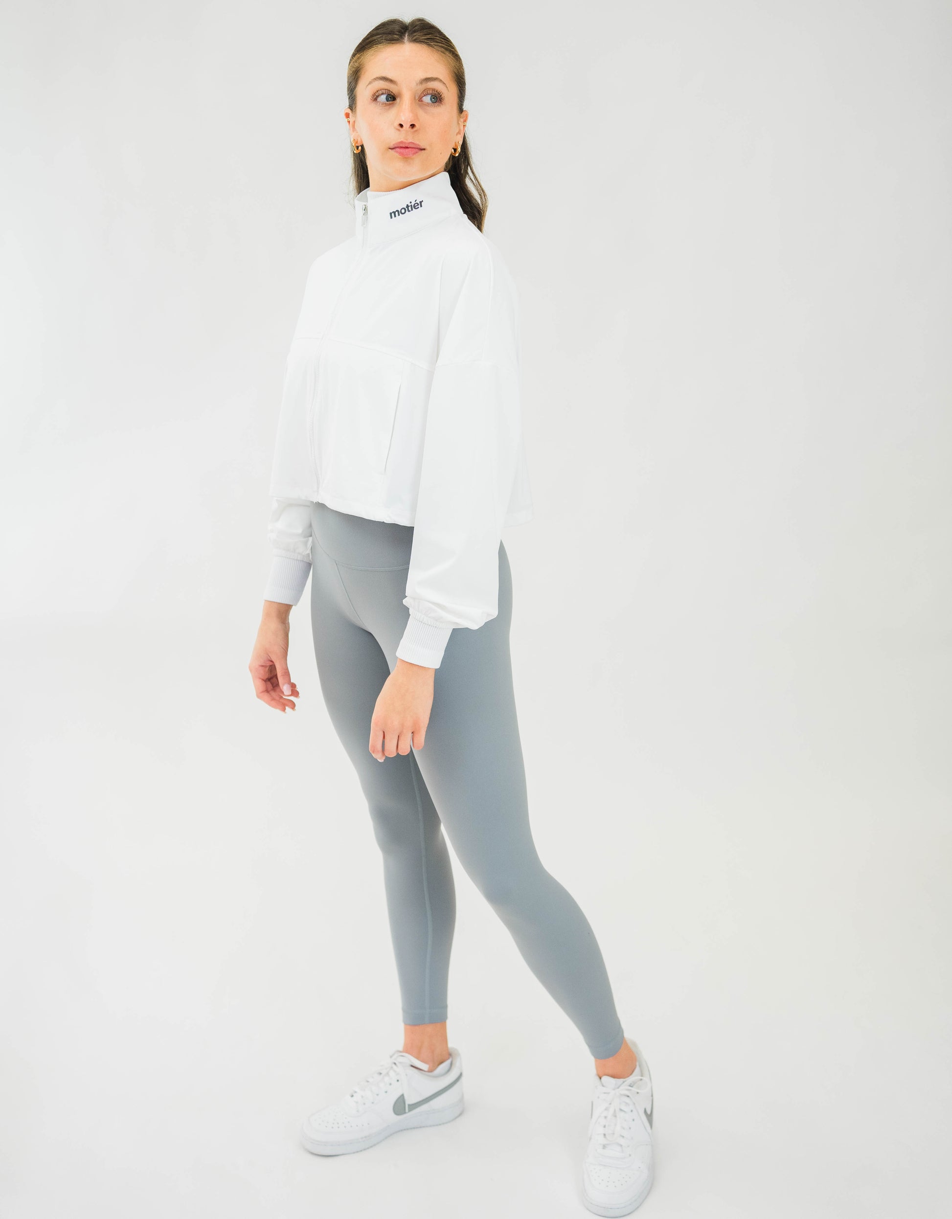 The Motier Core Cropped Active Pullover (White) - Motier Lafayette 
