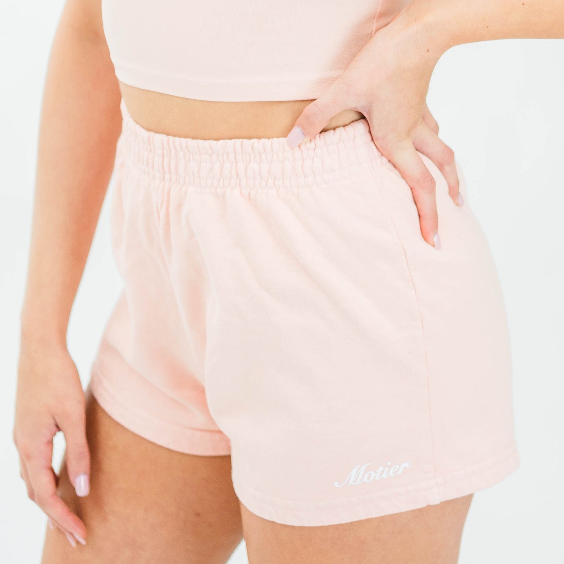 The Core Script Luxe Sweatshorts (Apricot) - Motier Lafayette 