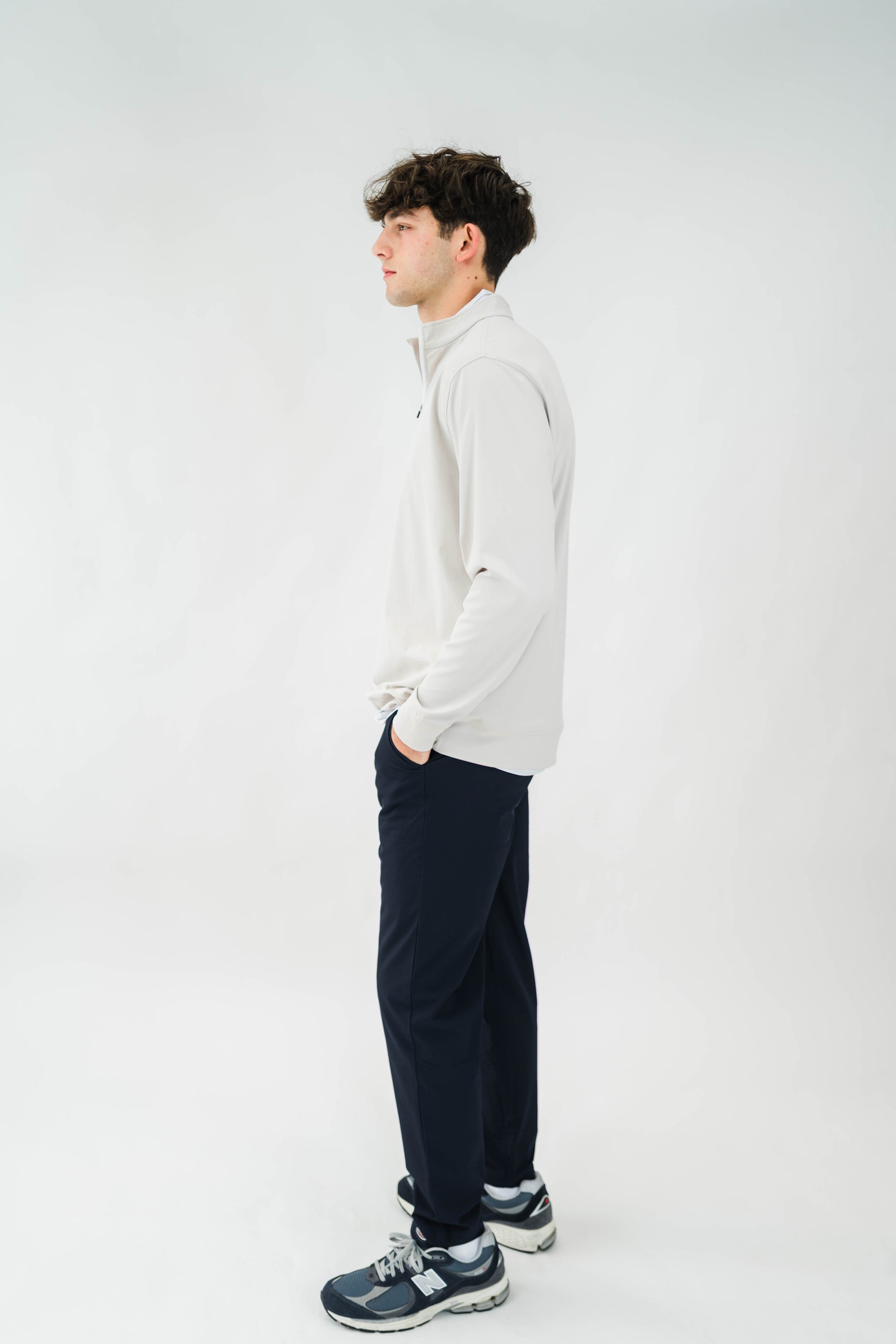 The Riviera Quarter Zip (Smoke) - Motier Lafayette 
