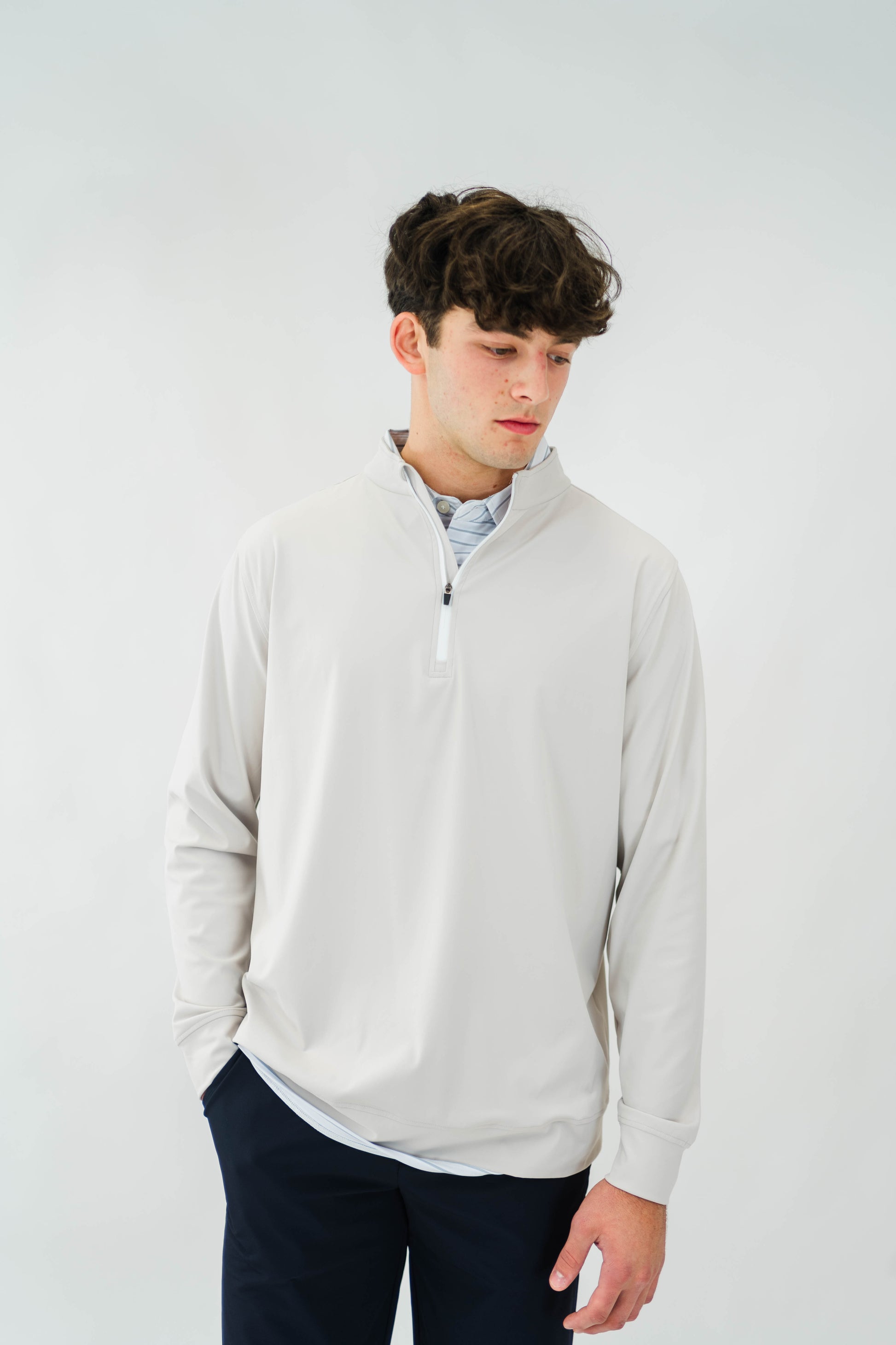 The Riviera Quarter Zip (Smoke) - Motier Lafayette 
