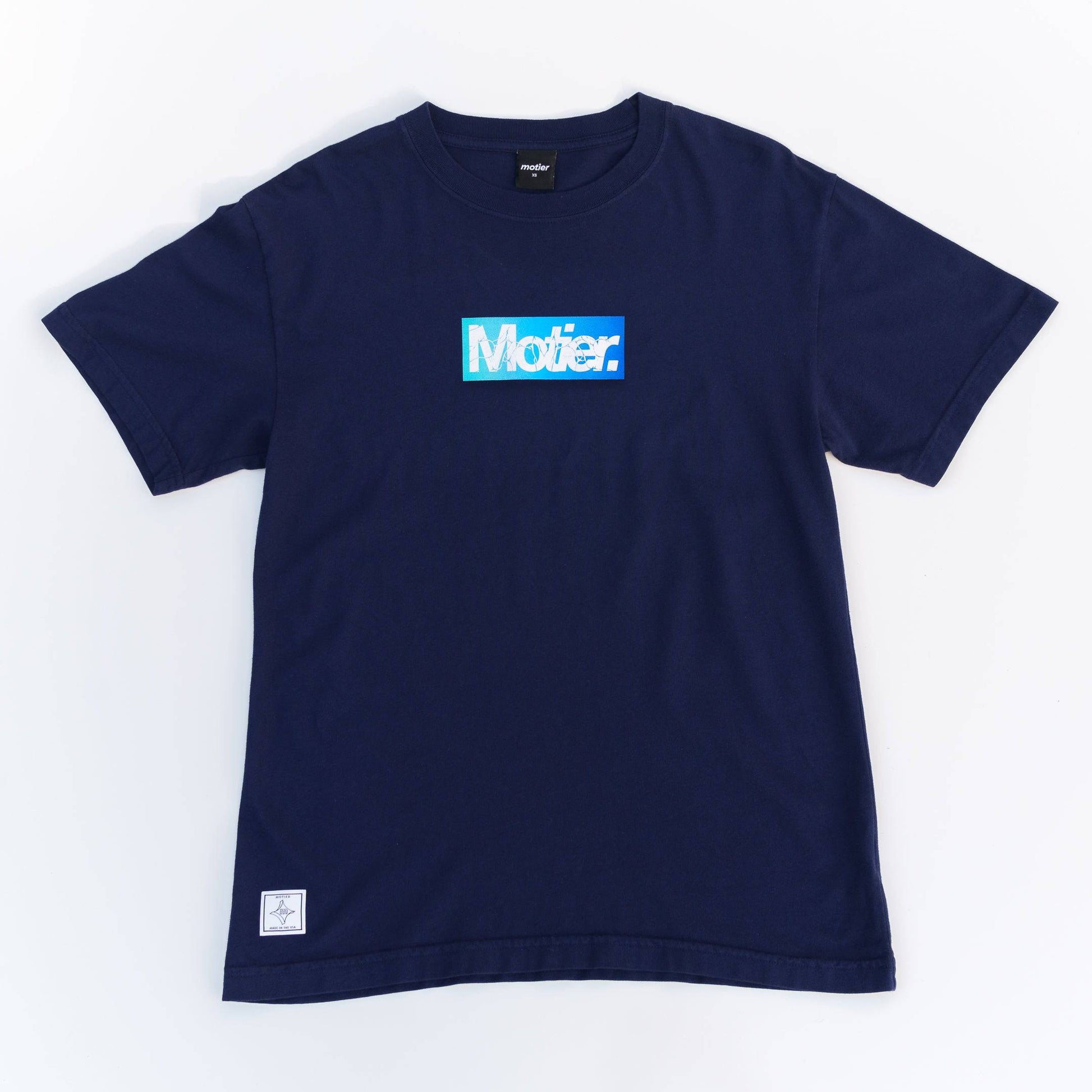 Shockwave Box Logo Luxe Tee (Navy) - Motier Lafayette 
