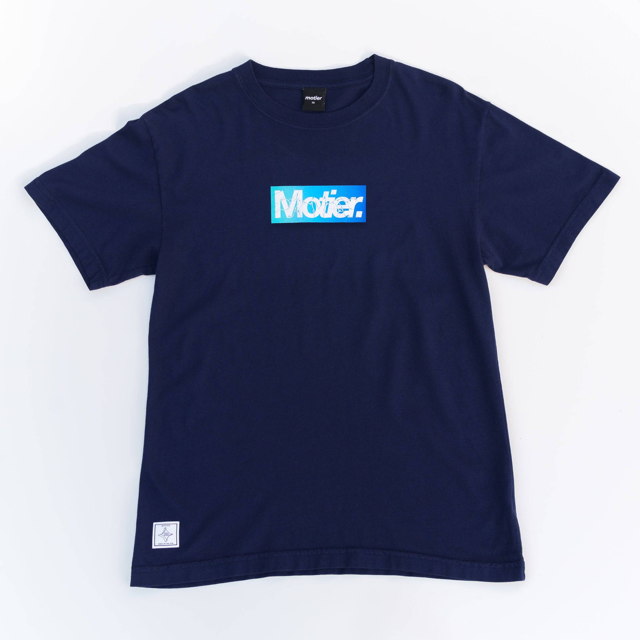 Shockwave Box Logo Luxe Tee (Navy) - Motier Lafayette 