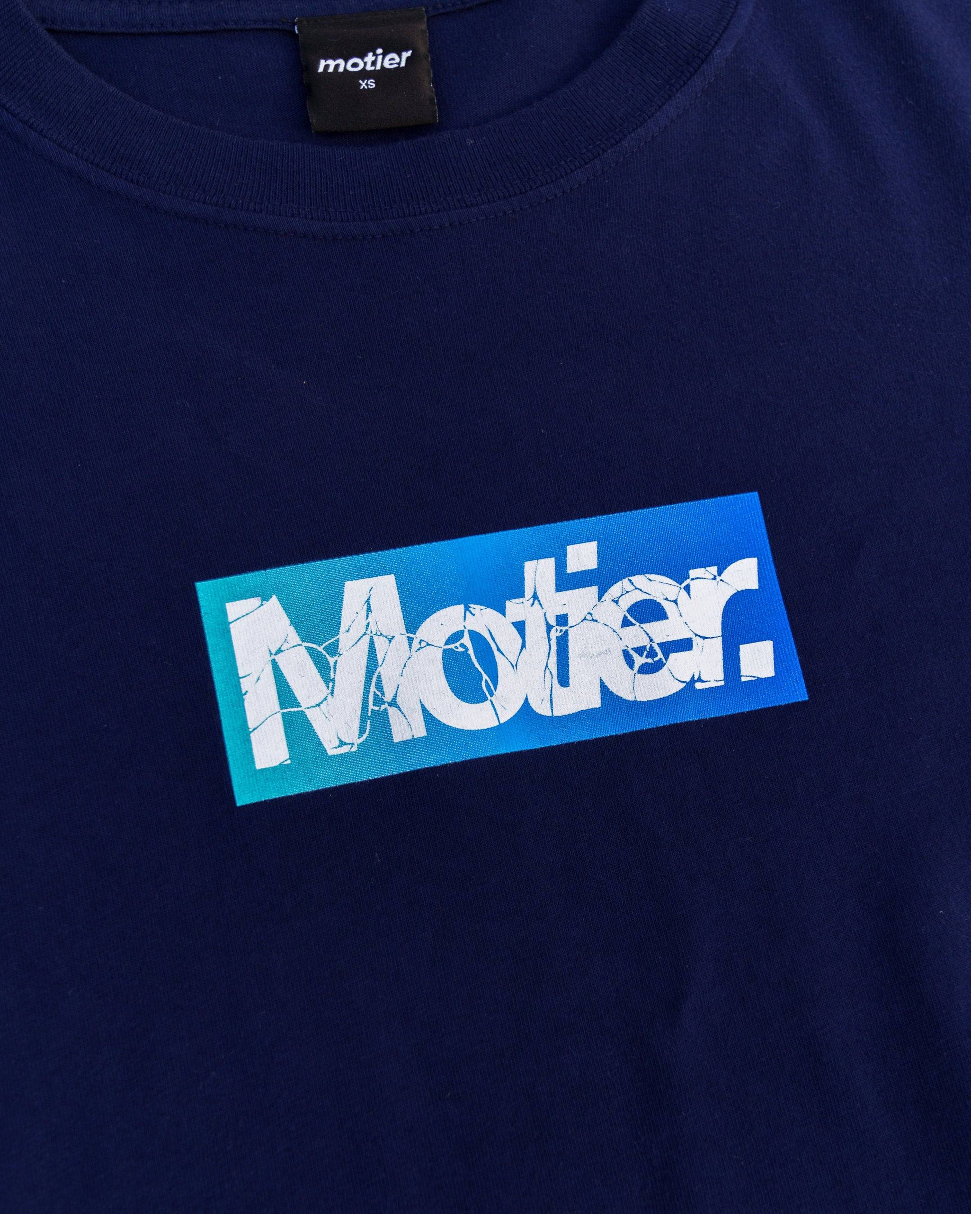 Shockwave Box Logo Luxe Tee (Navy) - Motier Lafayette 