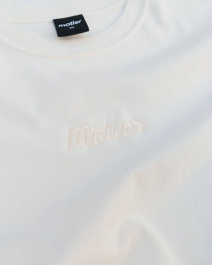 The Pin Script Embroidery Luxe Tee (Snow White) - Motier Lafayette 