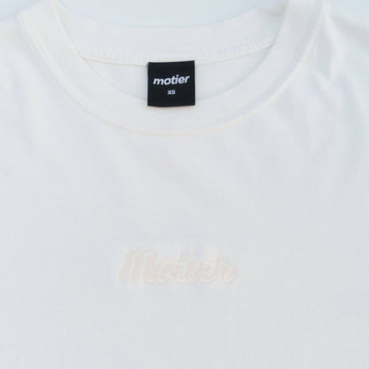 The Pin Script Embroidery Luxe Tee (Snow White) - Motier Lafayette 